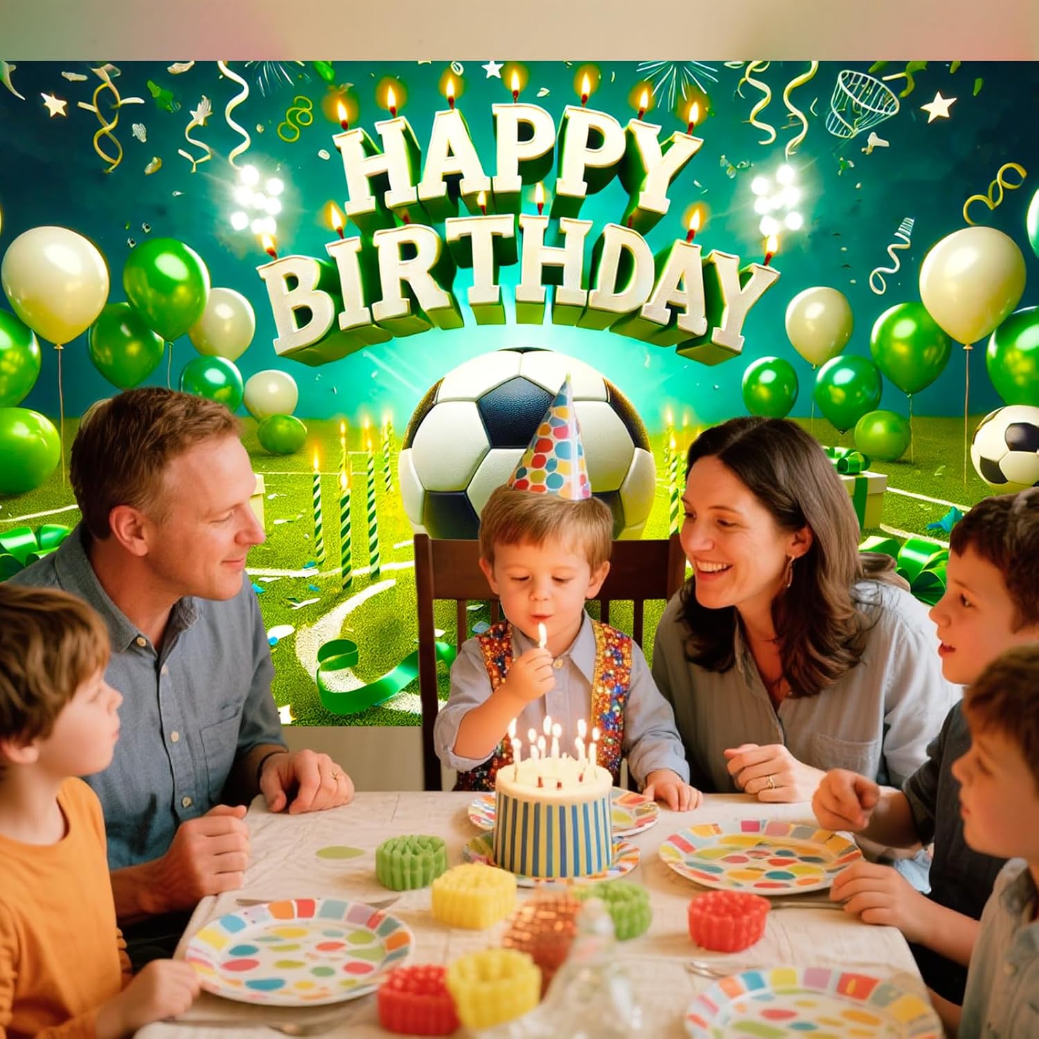 Nuxovilar Soccer Birthday Banner - Sports Theme Party Backdrop with Balls, 71x43 Inch Large Decor for Boys, Kids, Yard Sign, Reusable Stadium Background - Image 6