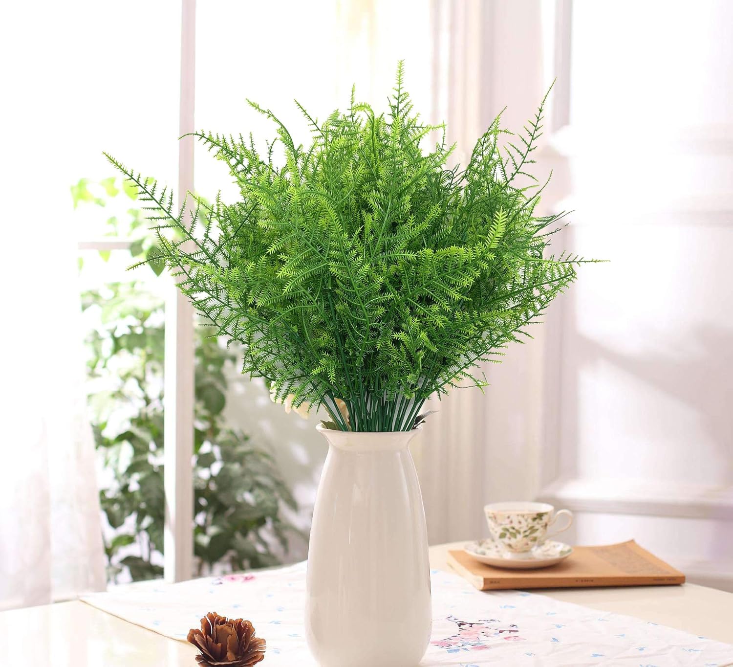 CATTREE Artificial Plants, Plastic Plants Bushes Fern Grass Shrubs Fake Leaves Wedding Home Garden Verandah Table Centerpieces Arrangements Christmas Party Decoration Planting Filler 4 Pcs - Image 2