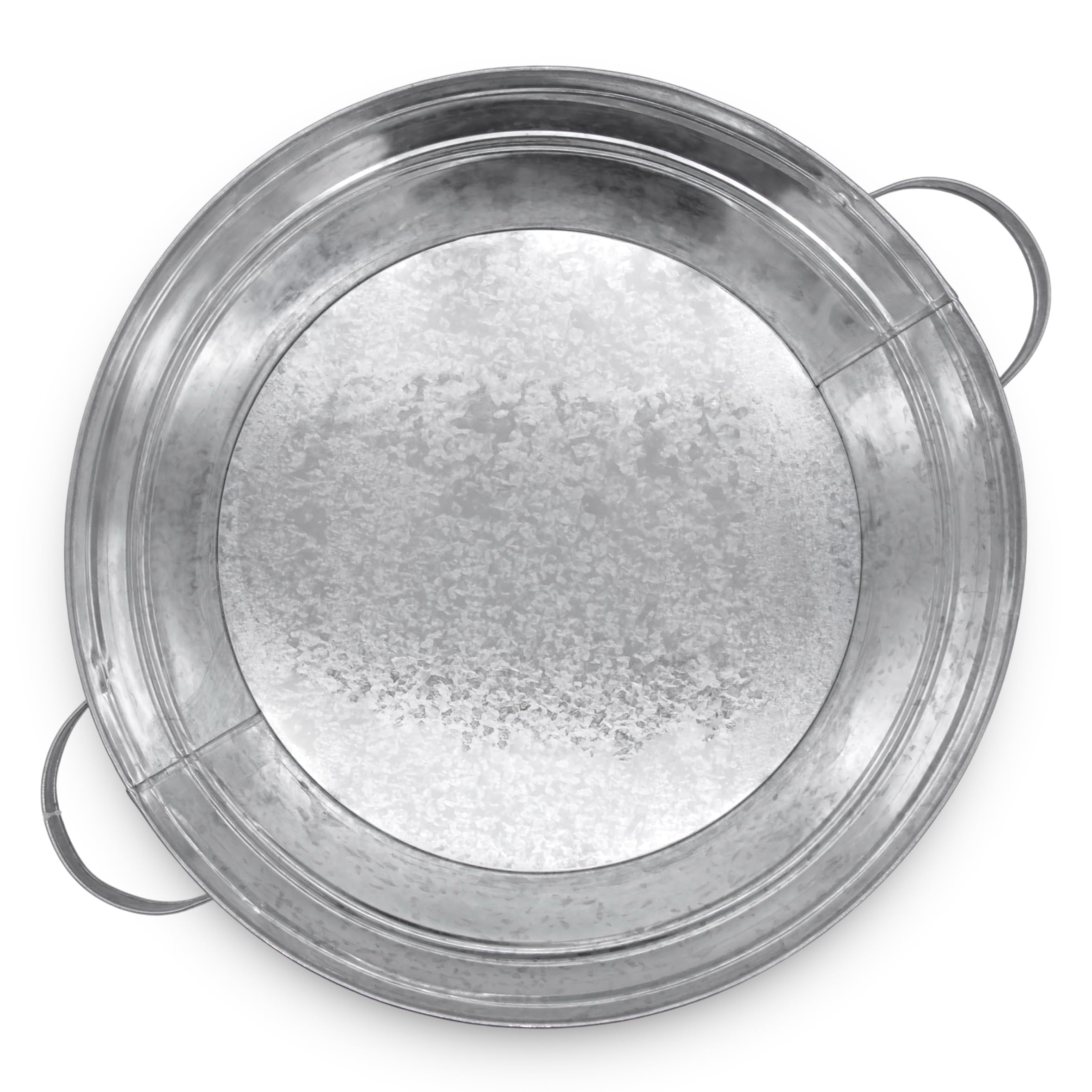Spetebo Macetero de zinc, 13 litros, metal plateado, 40 x 14 cm, con asas | Macetero para flores, mini estanque ornamental, jardín, cuenco decorativo