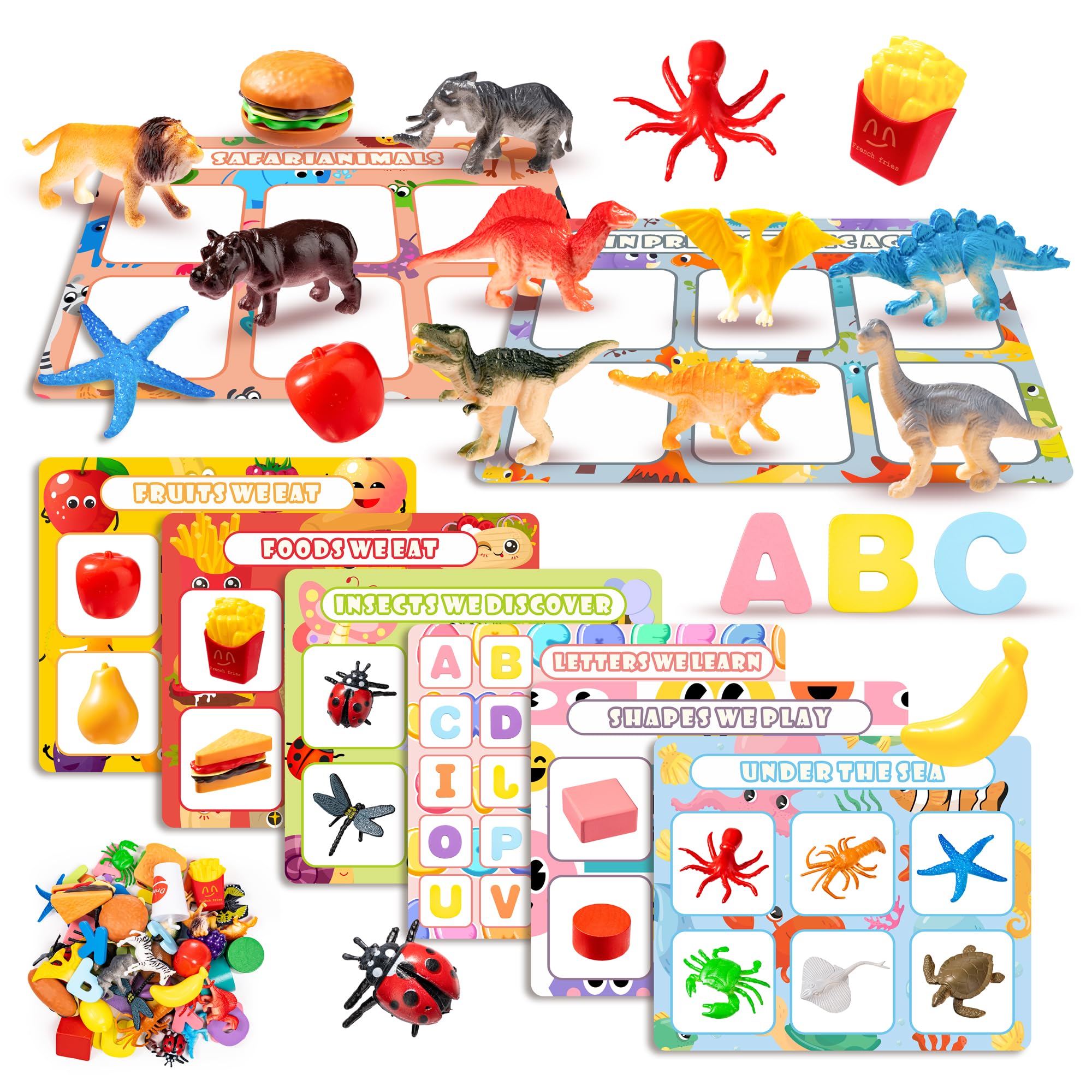Matching Games for Toddlers Sorting Toys: Preschool Learning Activities for Kids, Montessori Autism Sensory Toy with Multi Themes - Educational Classroom Game for Age 1 2 3 4 5 Year Old Boys and Girls