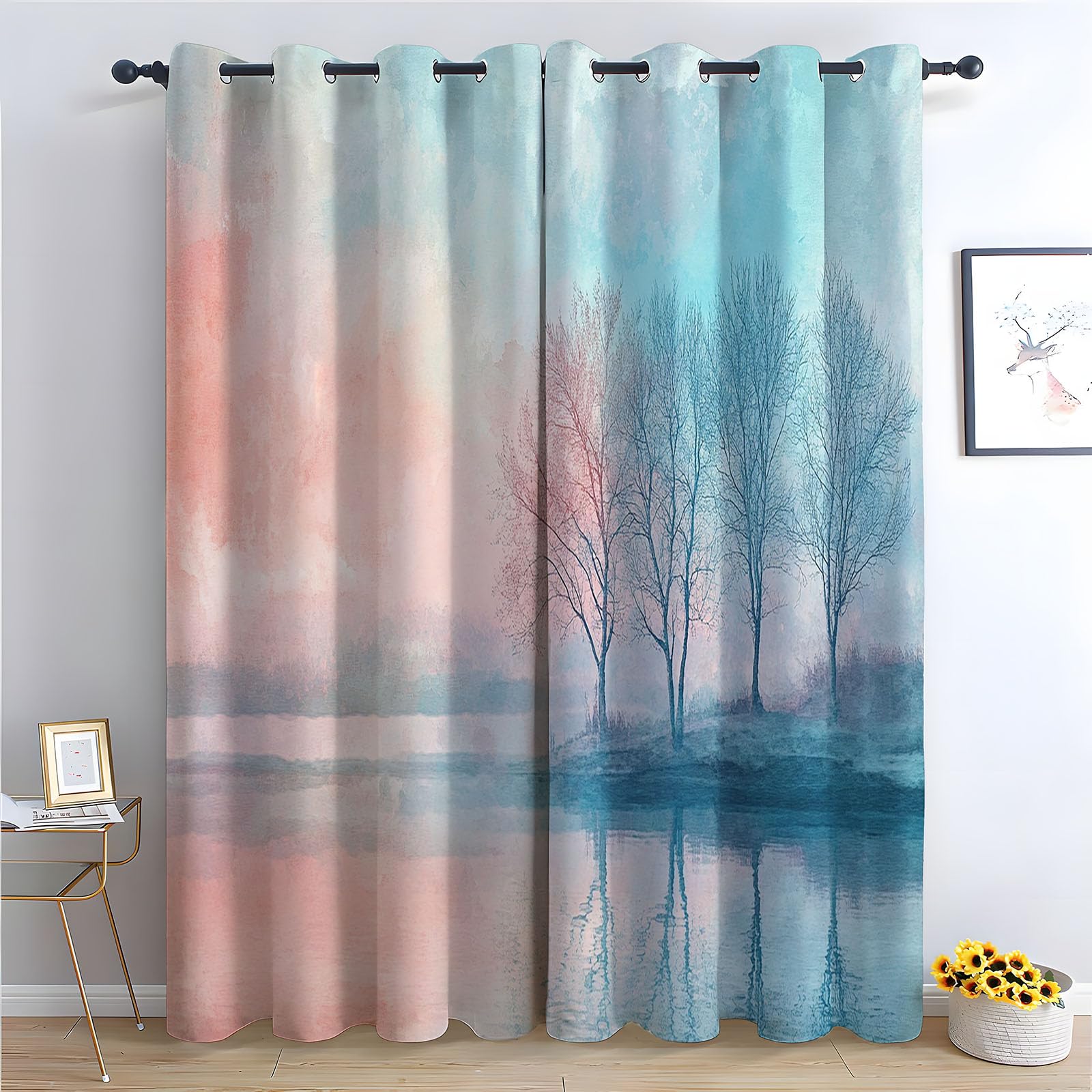 Abstraite rideaux occultants rose or corail sable pour chambre