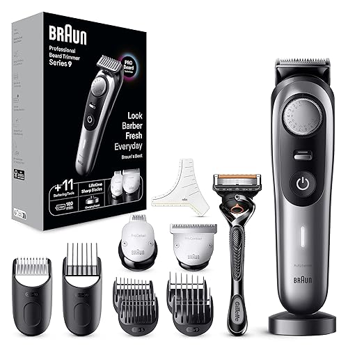 Immagine del prodotto Braun Series 9 Rasoio Elettrico Barba Con Lama Barba Problade E Strumenti Professionali, Regolabarba Uomo 40 Lunghezze, Base Di Ricarica E Custodia Esclusiva, Idea Regalo, BT9440 Grigio
