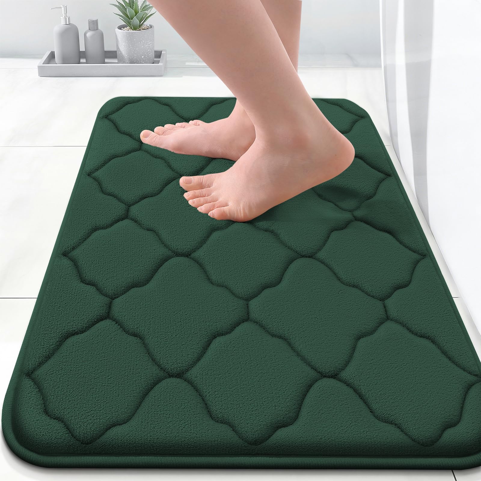 OLANLY Memory Foam Bath Mat Rug 24x16, Ultra Soft and Absorbent Bathroom Rugs, Non-Slip, Comfortable, Machine Washable Bath Carpet for Bathroom Floor,