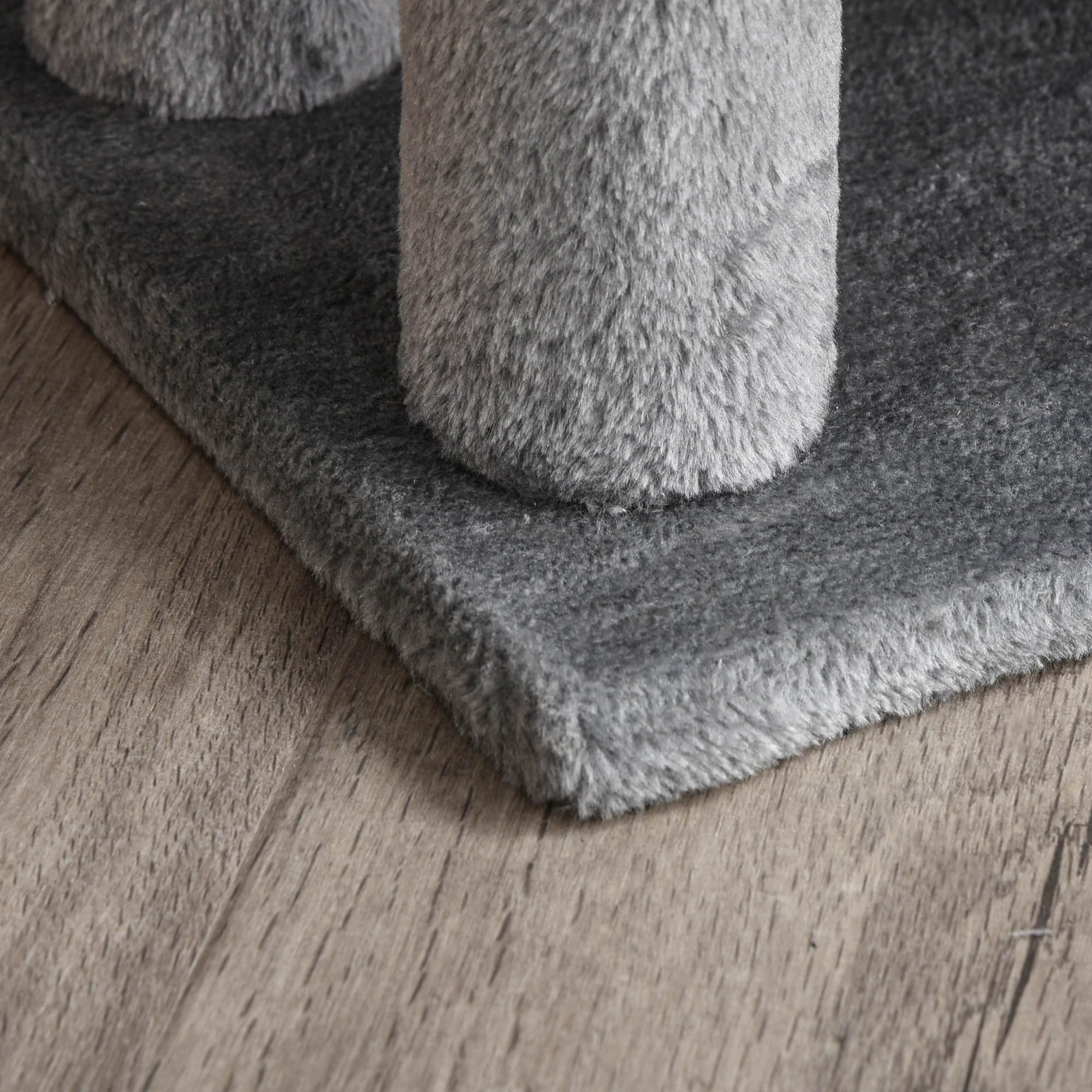 PawHut Scaletta per Gatti a 3 Gradini con Rivestimento in Flanella, Scala per Gatto e Animali Domestici Antiscivolo con Pallina, 45x40x48cm, Grigio
