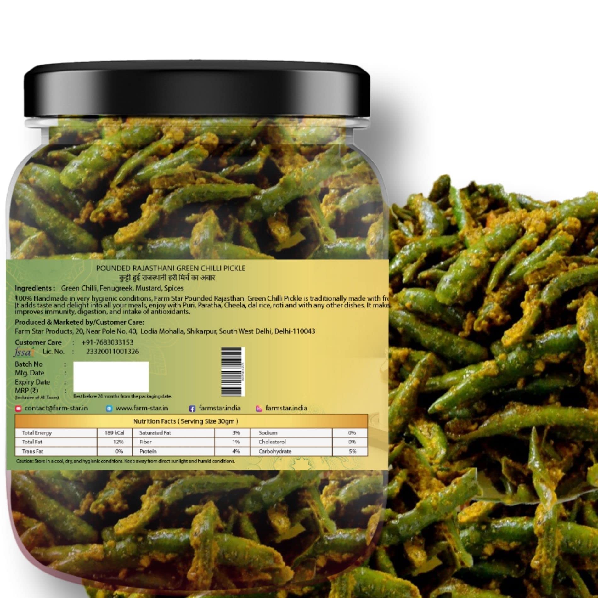 Farm Star 1 Kg-Combo Pack Of Tenti And Pounded Rajastahni Green Chilli Pickle- 500Gm Each 1