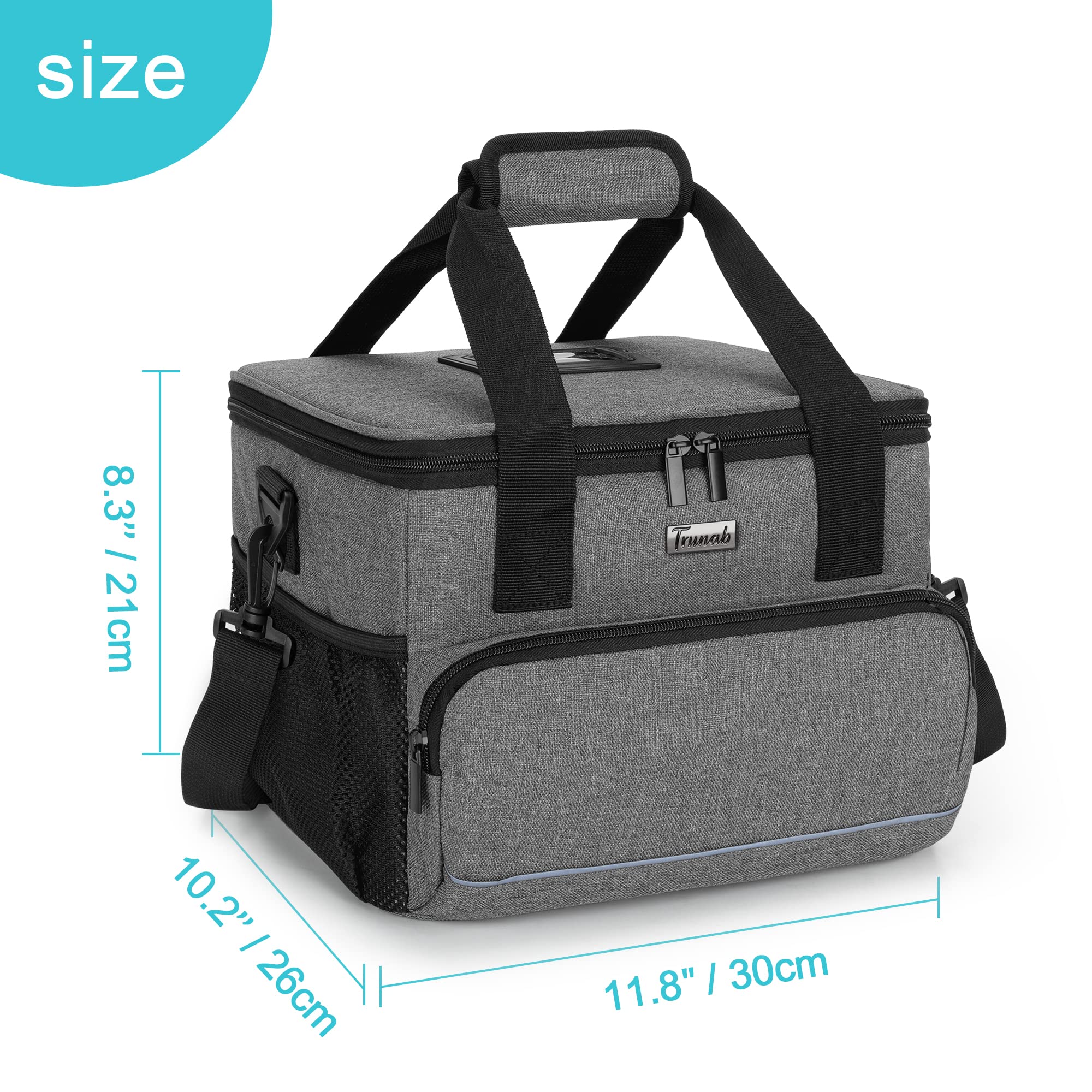 Trunab Borsa Medica Isolata con 5 Divisori Regolabili, Borsone per Insulina Resistente all'Acqua per Casa, Viaggio, Campeggio, Custodia Vuota - Design Brevettato, Grigio