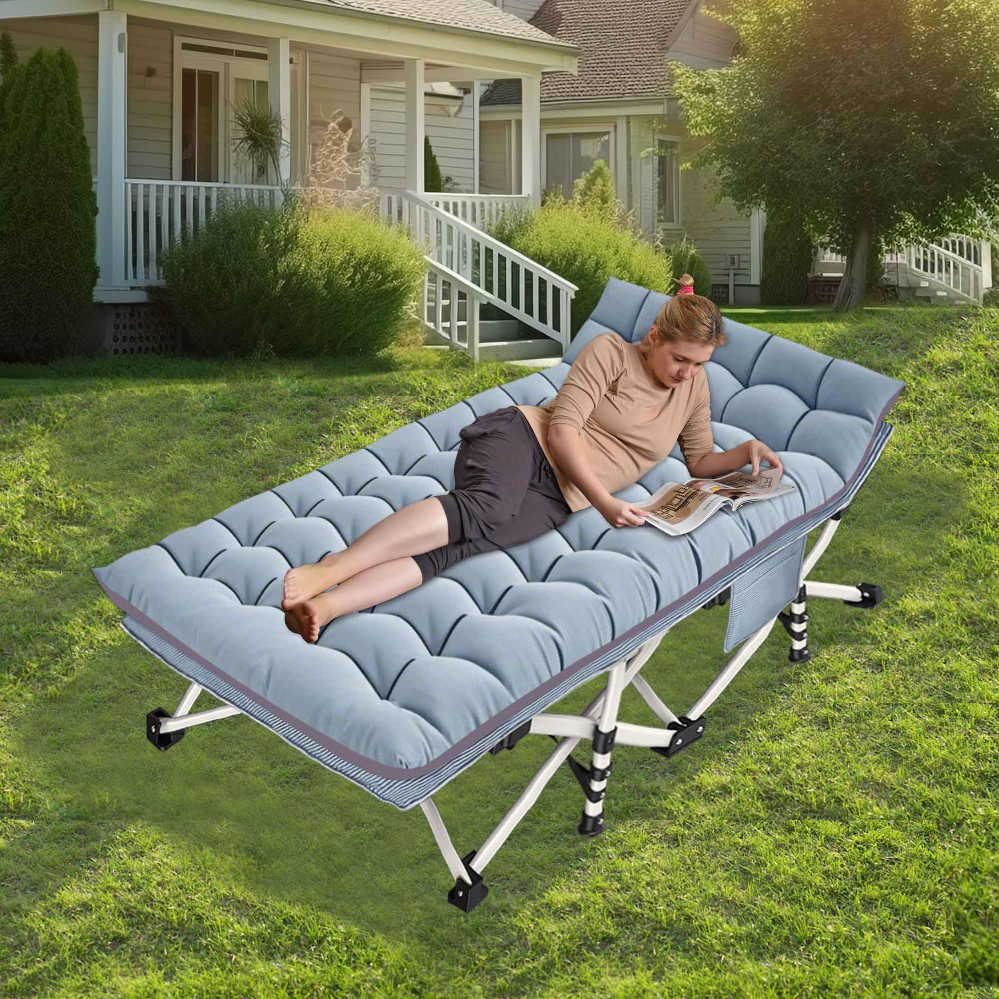 Lit de Camping surdimensionné XXL 81,3 cm de Large avec Matelas Confortable pour Adultes – Lit de Camping Extra Large pour Dormir, Pliable Robuste avec Sac de Transport pour la