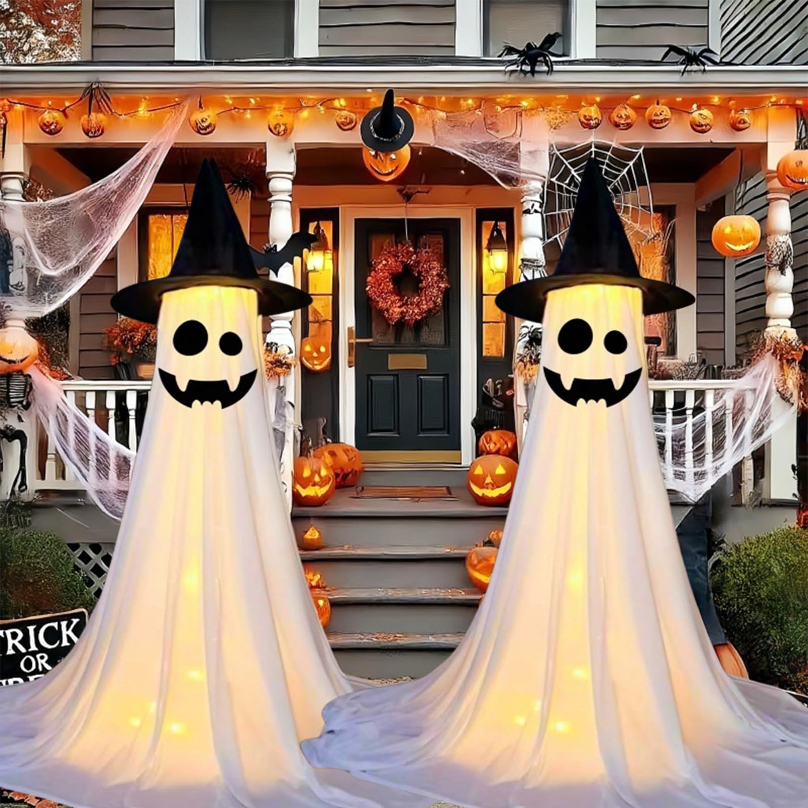 Figurines fantomatiques de 120 cm (lot de 2) pour décoration d'Halloween extérieure