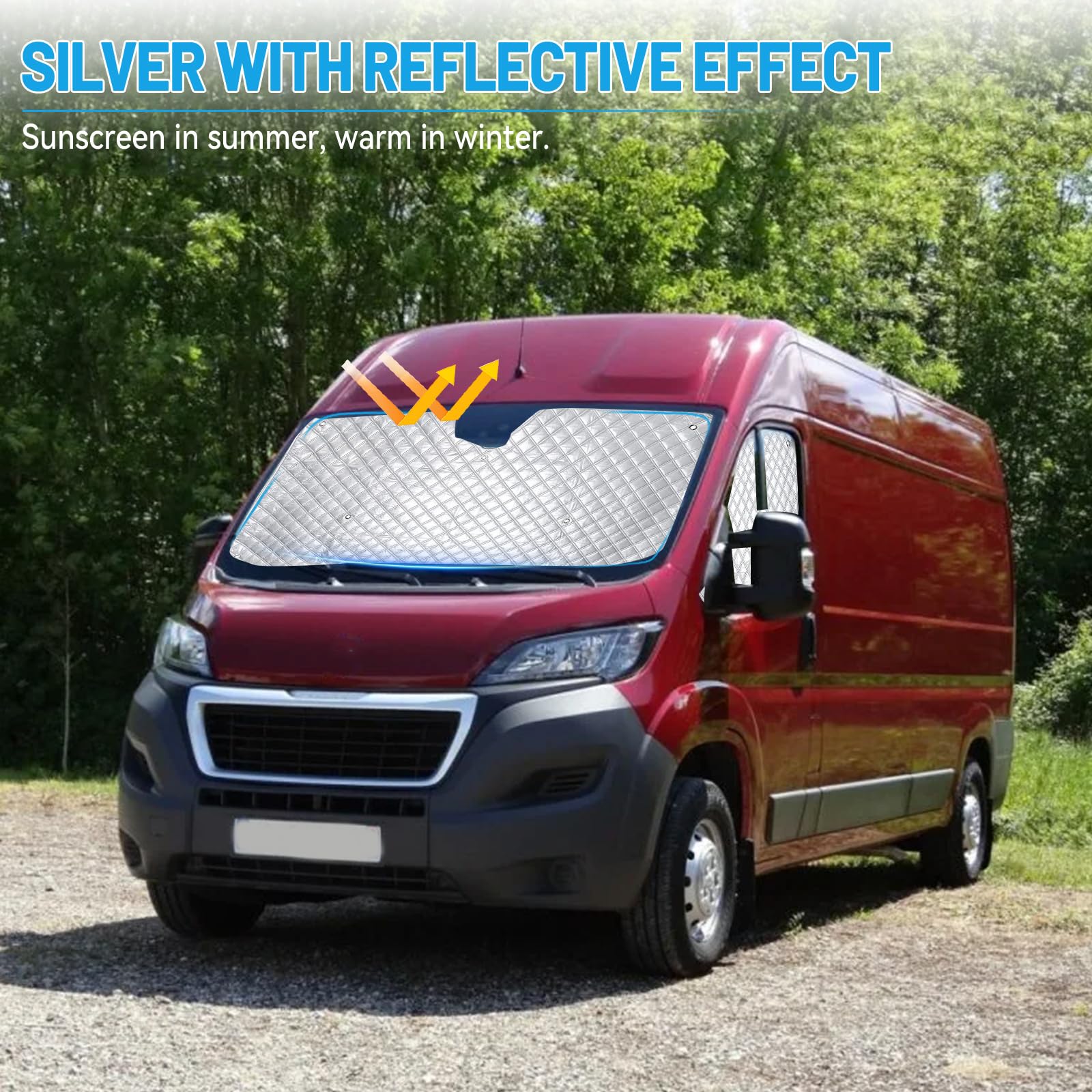 Copertura termica interna per parabrezza per Fiat Ducato X250/290 per Peugeot Boxer per Citroen Jumper 2006-2025, set di 3 tende termiche interne estive con protezione UV