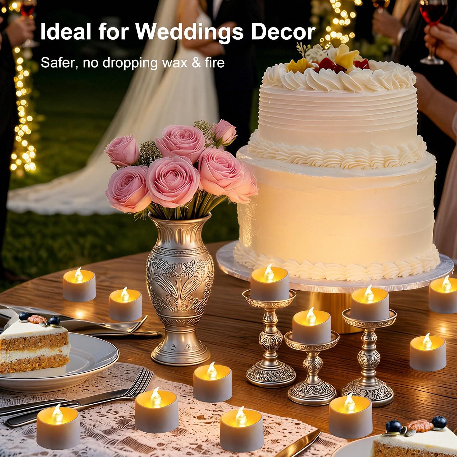 Flameless LED Tea Lights Candles, 100 Pack Battery Operated Votive Candles Long Lasting Fake Electric Tealights, Warm White for Wedding Table Centerpieces, Halloween Christmas Home Decorations