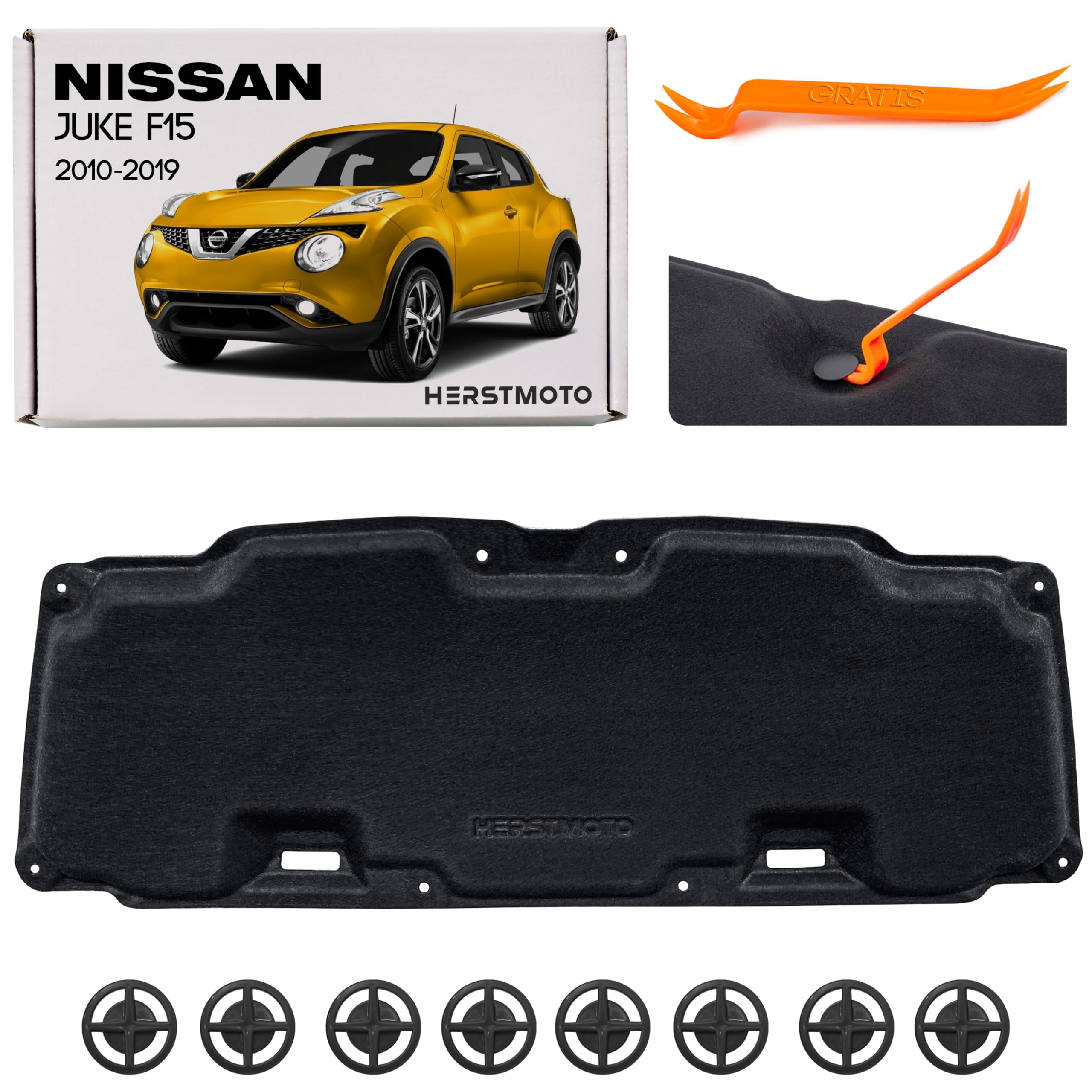 Motorhaubendämmung Schalldämmung der Motorhaube Motorhauben-Dämmmatte MIT CLIPS FÜR NISSAN JUKE I F15 2010-2019 658401KK0B