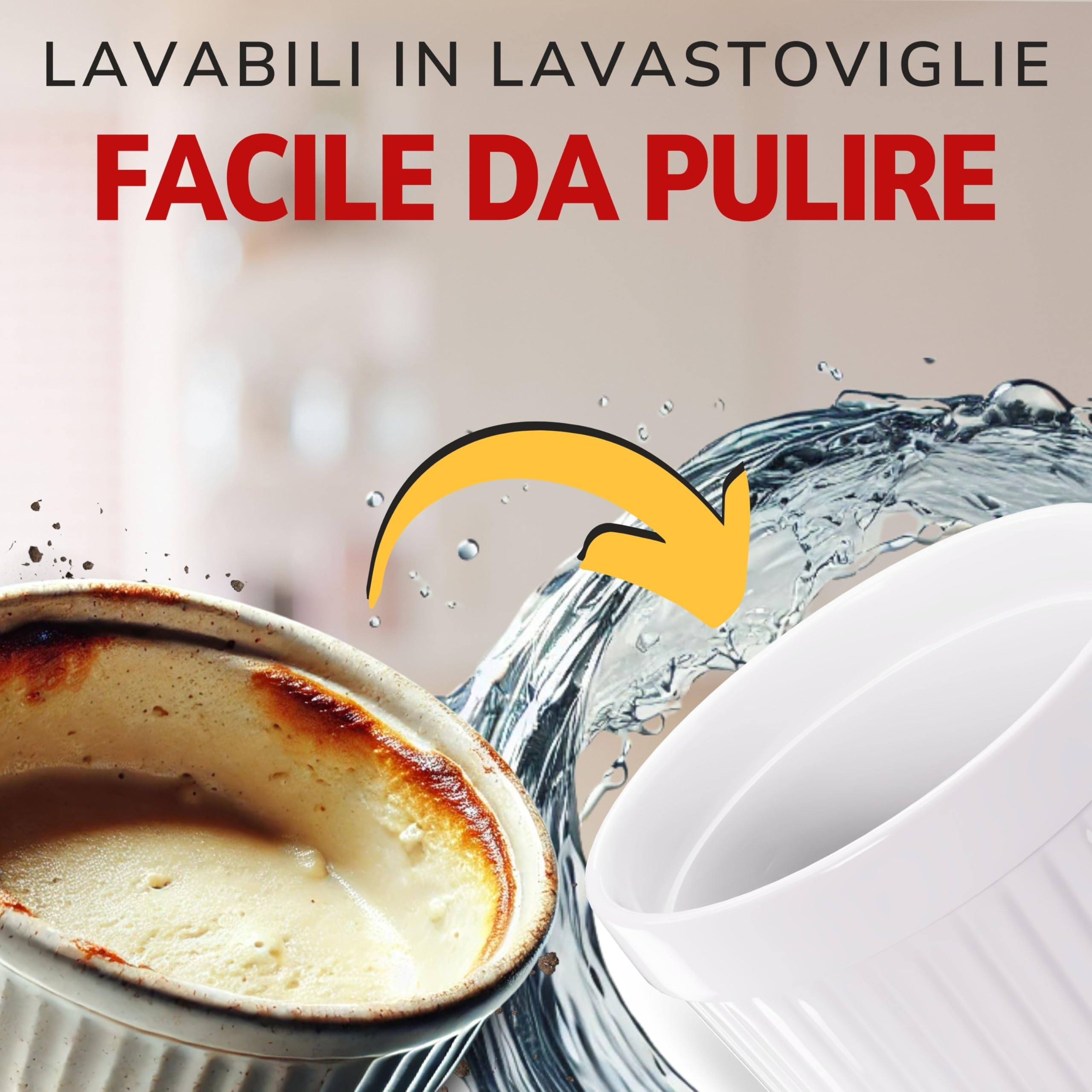 ToCi, pirottini bianchi per crème brûlée, 9 cm, anche per soufflé di cioccolato e altre ricette, in ceramica, Ceramica, Giallo, 12 Item