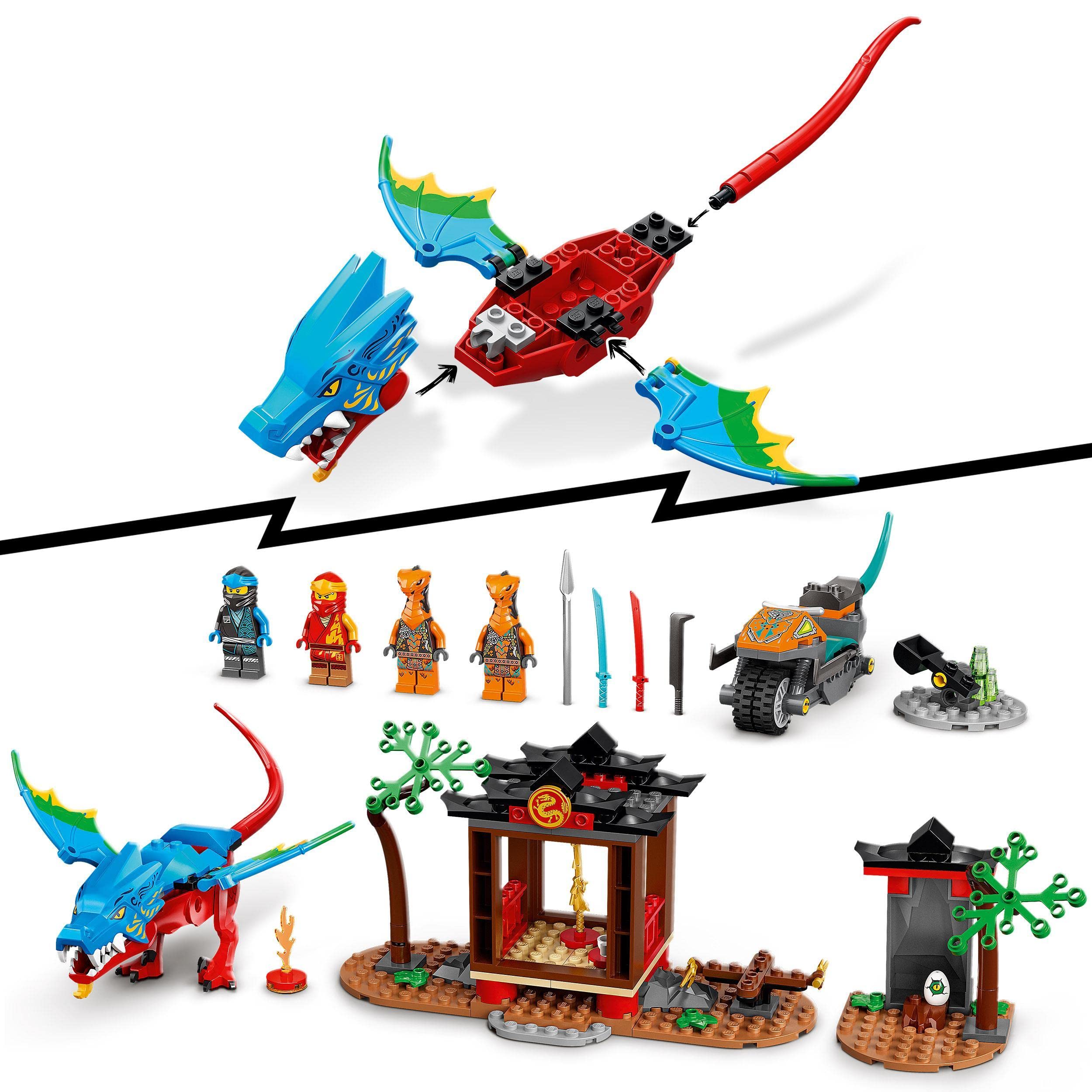 LEGO 71759 Ninjago Templo del Dragón Ninja, Moto de Juguete, Mini Figuras NYA y Kai Crystallized, Juego de Acción, Regalo para Niños de 4 Años o Más
