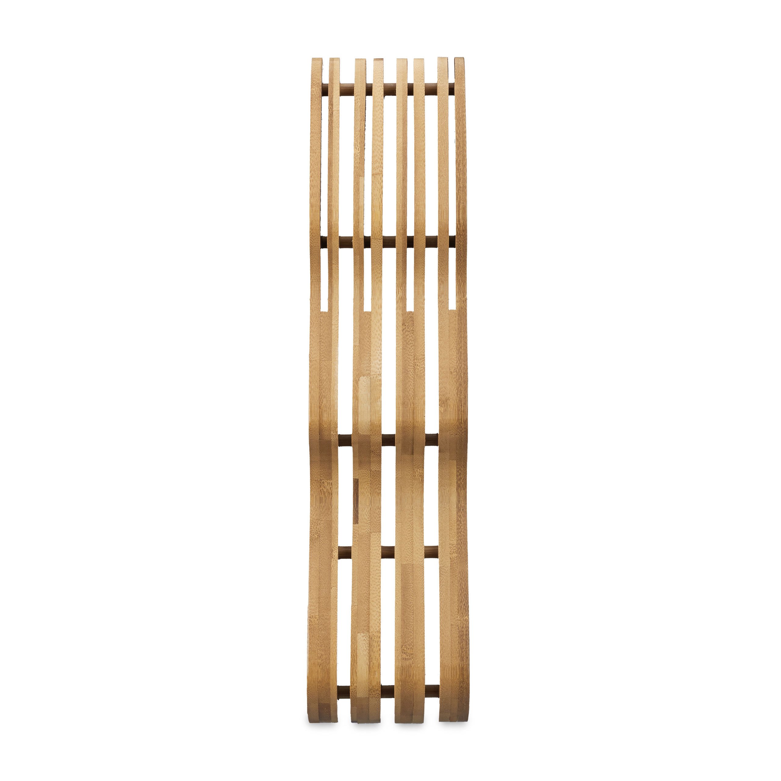 Relaxdays Inserto Portacoltelli da Cassetto, Vuoto, per 7 Coltelli, Ceppo, bambù, HLP 5x9,5x40 cm, Organizer, Naturale