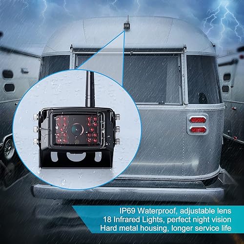 Miniatura 9 de Fookoo Cámara de respaldo inalámbrica 1080P de 9 pulgadas pantalla dividida completadualcuádruple luces IR impermeables IP69 cámaras laterales y