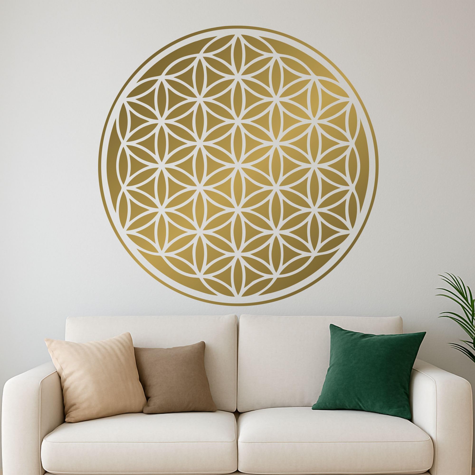 Wandtattoo Blume Des Lebens - Yoga Meditation Ornament - Wanddeko Wandaufkleber - Gold 100 x 100 cm