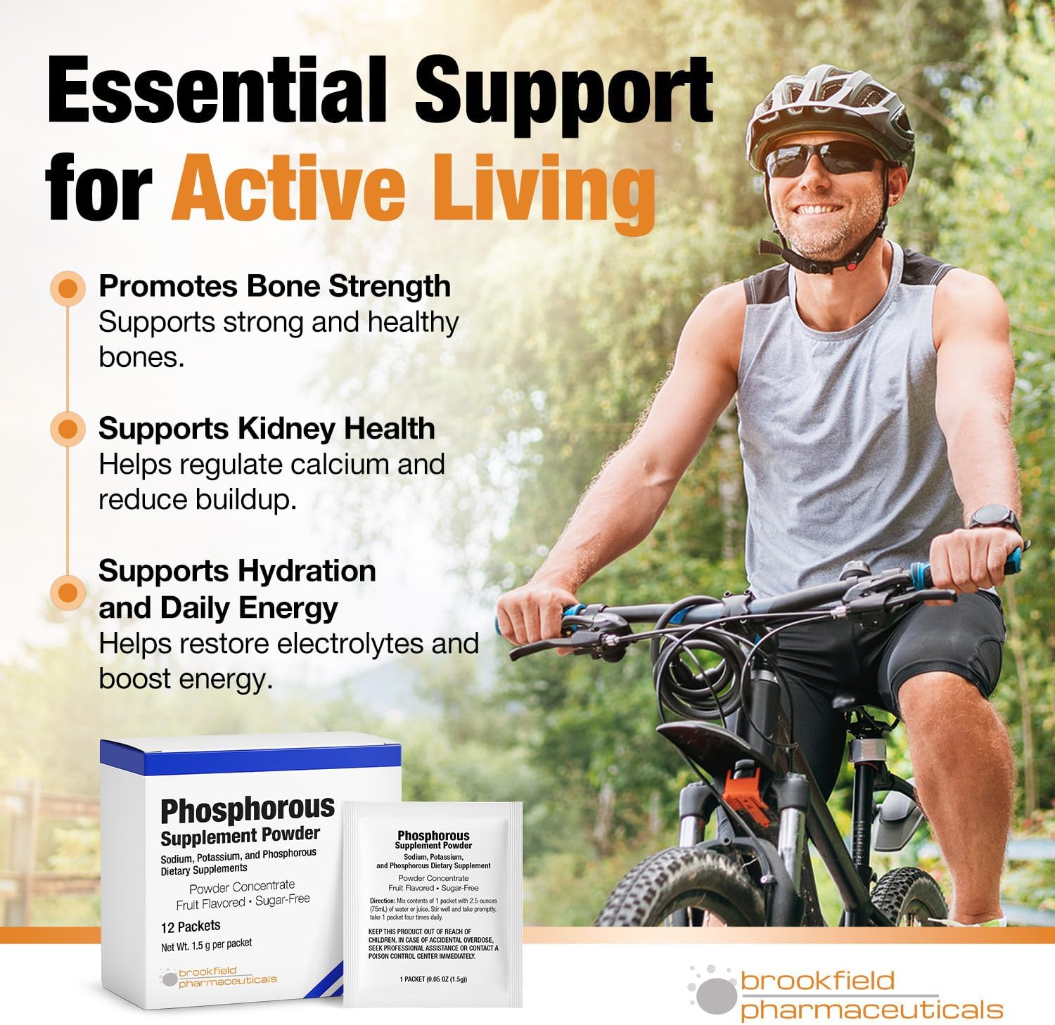 Phosphorus Supplements 12 Packets, Dietary Supplements Powder with Sodium Phosphate and Potassium Phosphate, Fruit Flavored Phosphorous Supplement Powder for Electrolyte, Bone Health & Kidney Health - Image 3