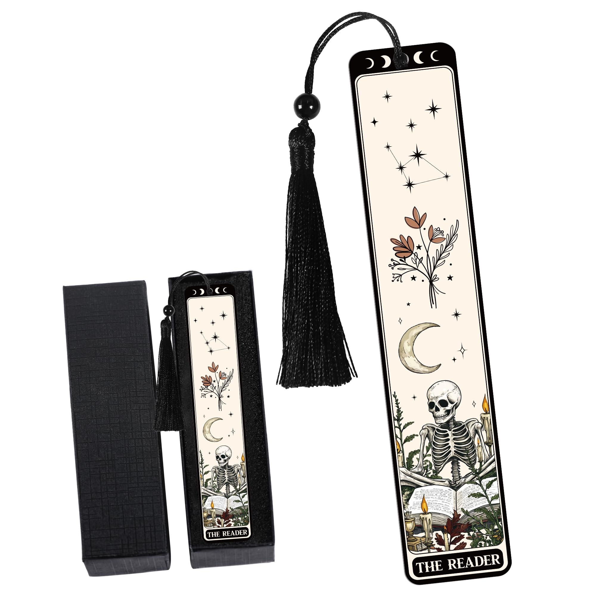 Anti Social Book Club Bookmark: Vintage Aesthetic Metal Bookmarks with Tassel, Funny Book Mark Page Markers for Book Lovers, Gifts for Women Girls Teens Readers Bookish School Office Supplies: Gothic Skull