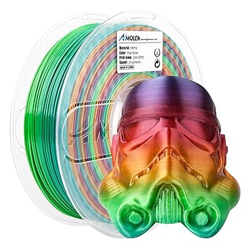 AMOLEN 3D Printer Filament, PETG Filament 1.75mm PETG Multicolor Rainbow, 3D Printing Filament 1KG/2.2lb
