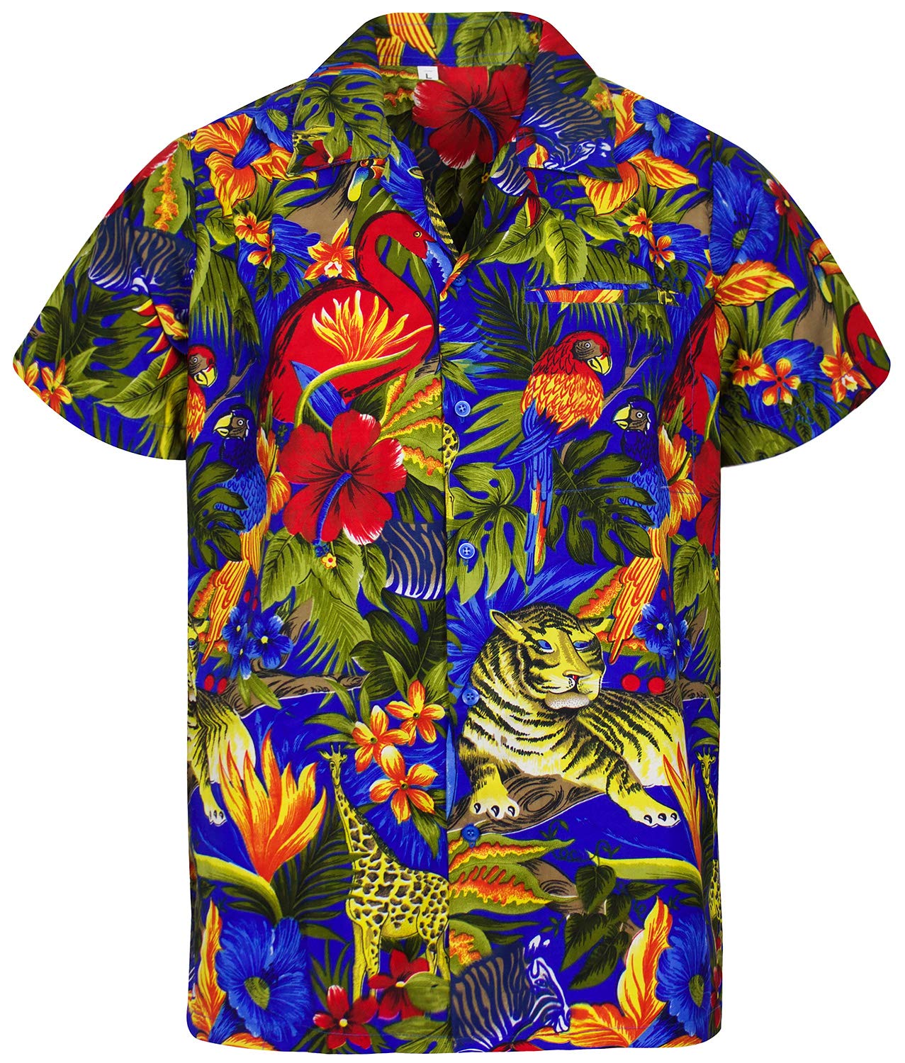 V.H.O. Funky Hawaiian Shirt, Shortsleeve, Jungle, Turquoise, 4XL