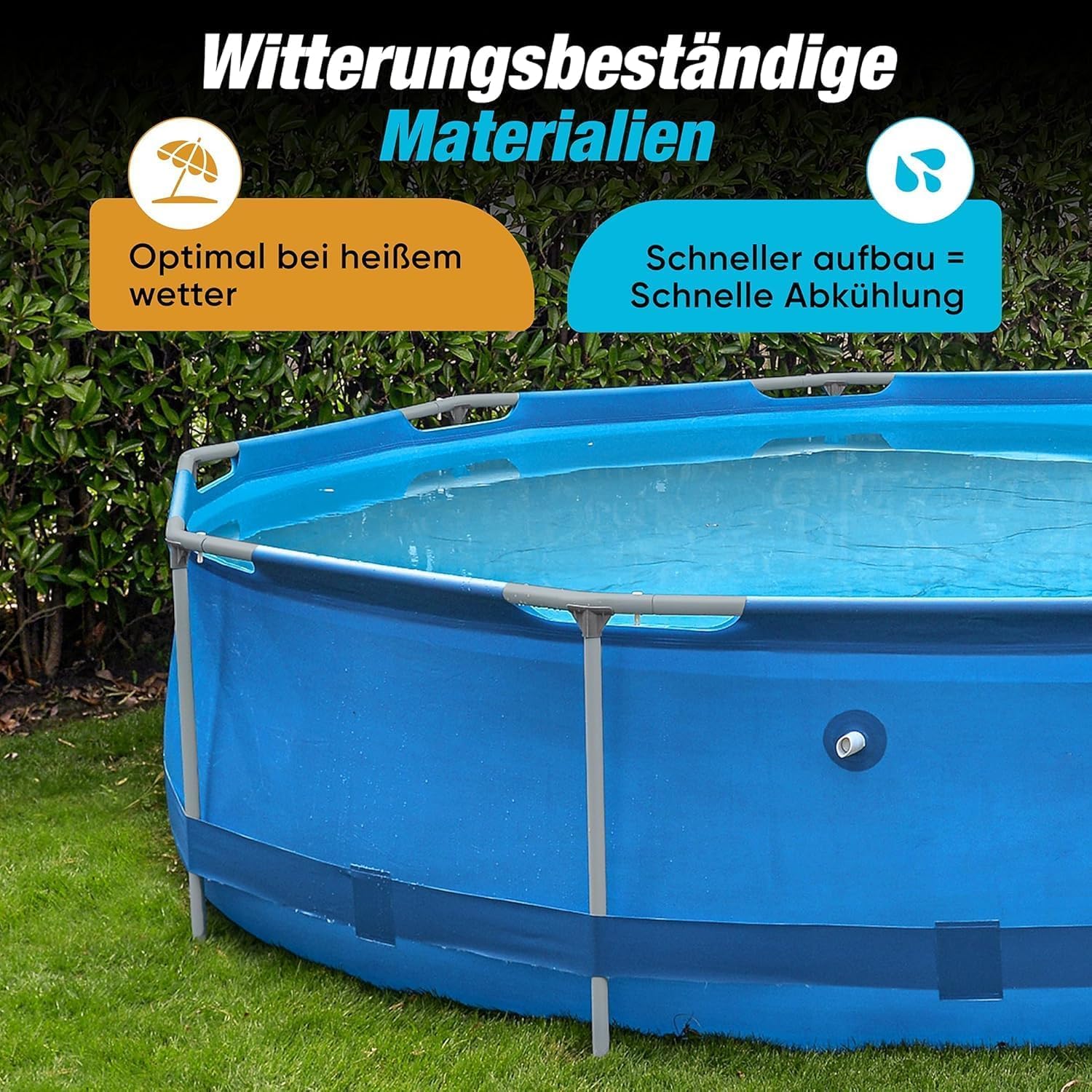 Piscina da giardino rotonda con struttura in acciaio, 300 x 76 cm, kit completo con pompa filtrante e coperchio dispenser di sostanze chimiche, piscina fuori terra per patio o giardino