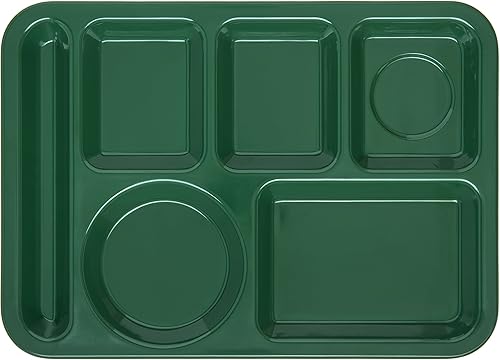 Miniatura 2 de Carlisle FoodService Products Bandeja de plástico para comida zurda, bandeja pesada para almuerzo con 6 compartimentos para escuelas, cafeterías y