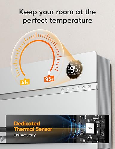 Miniatura 7 de Dreo Calentador de pared para baño, calentadores de espacio inteligentes con enchufe ALCI, 1500 W, oscilación vertical de 120, termostato ajustable,