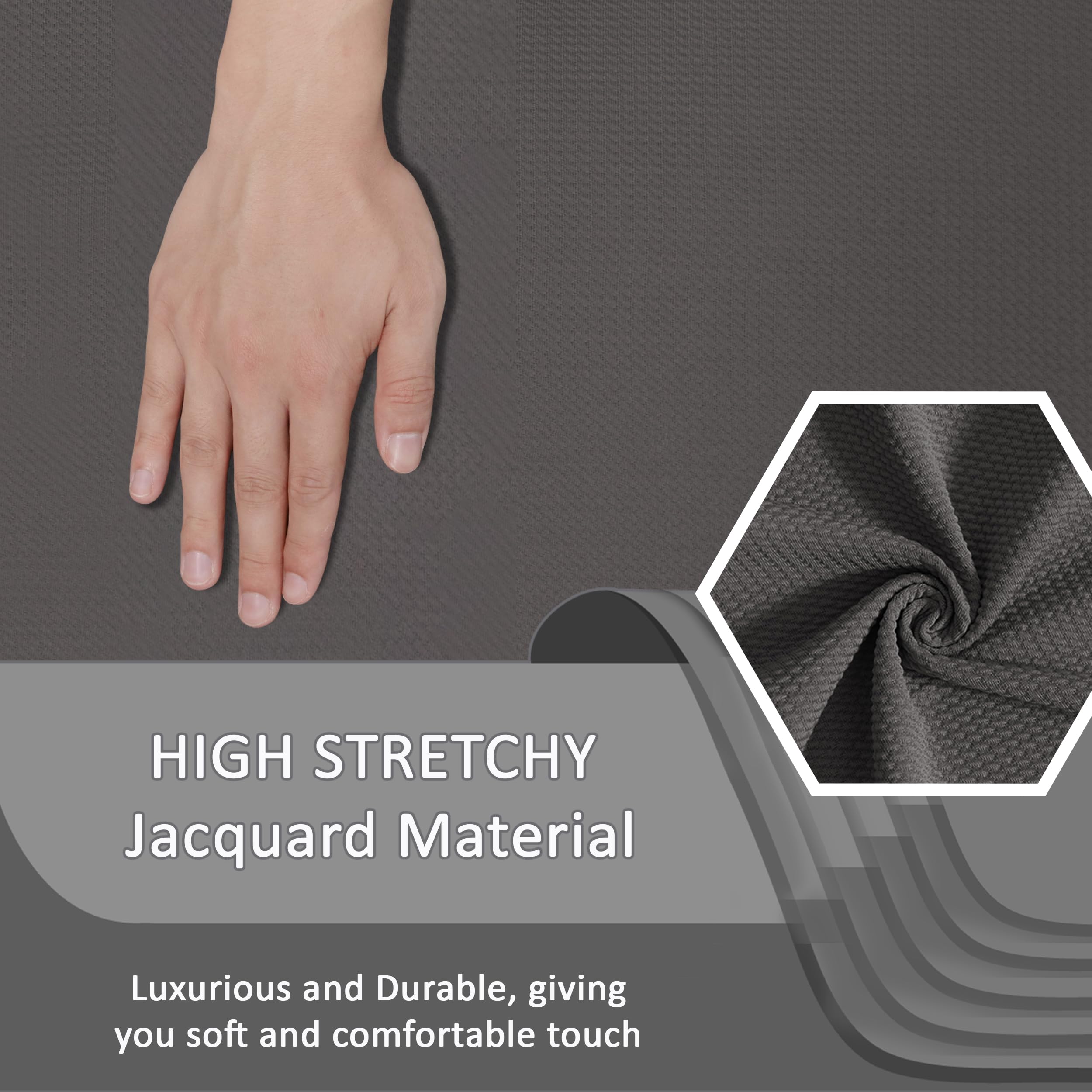 ULTICOR Jacquard Design Reclining Loveseat with Middle Console Slipcover, 8-Piece Stretch Sofa Covers, 2 seat Loveseat Recliner Cover, Washable (Dark Grey)