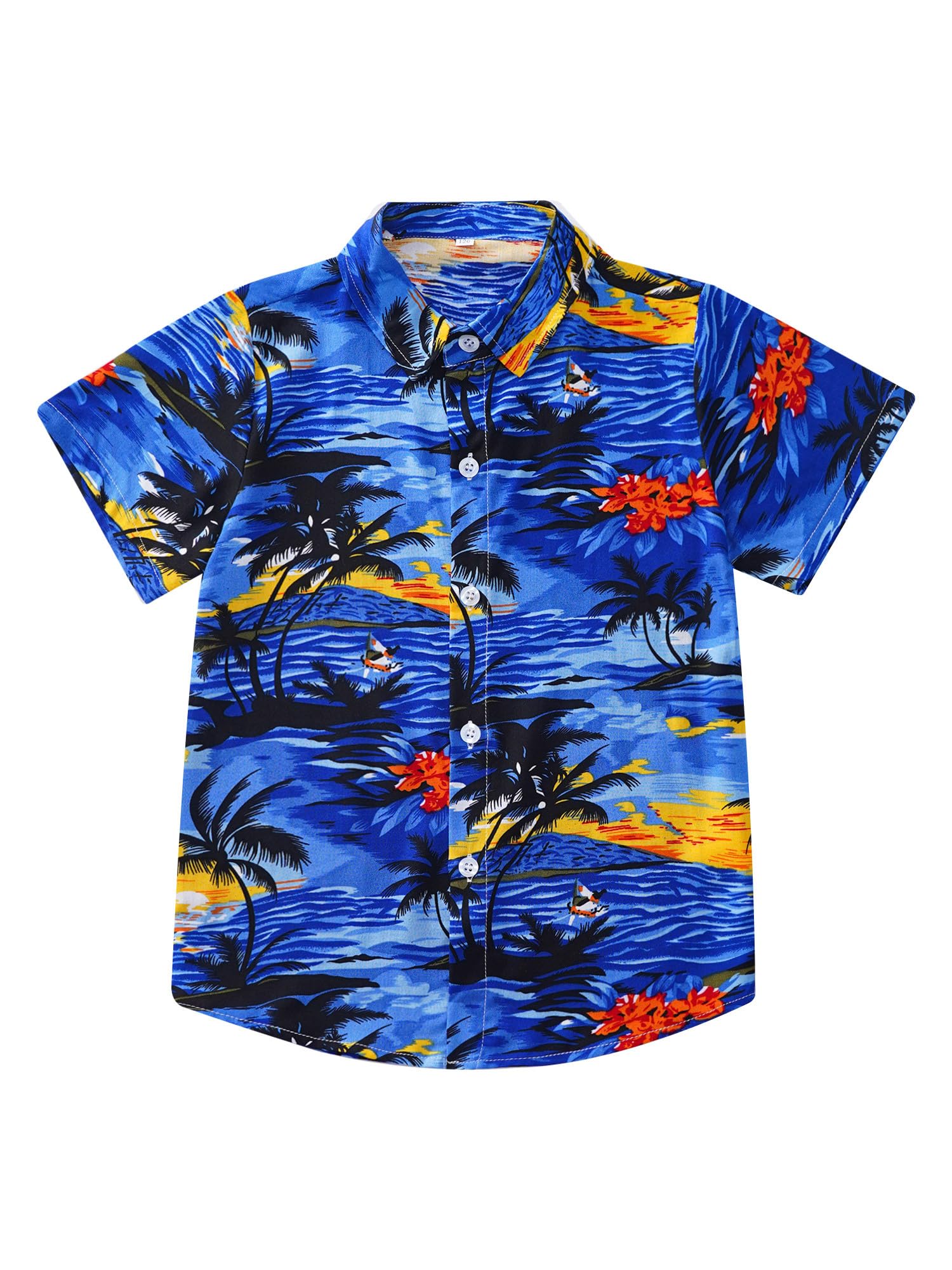 TiaoBug Camisa Hawaiana Manga Corta para Bebé Niño Camisas De Verano con Bolsillo Camiseta De Algodón Informal para Playa Vacaciones