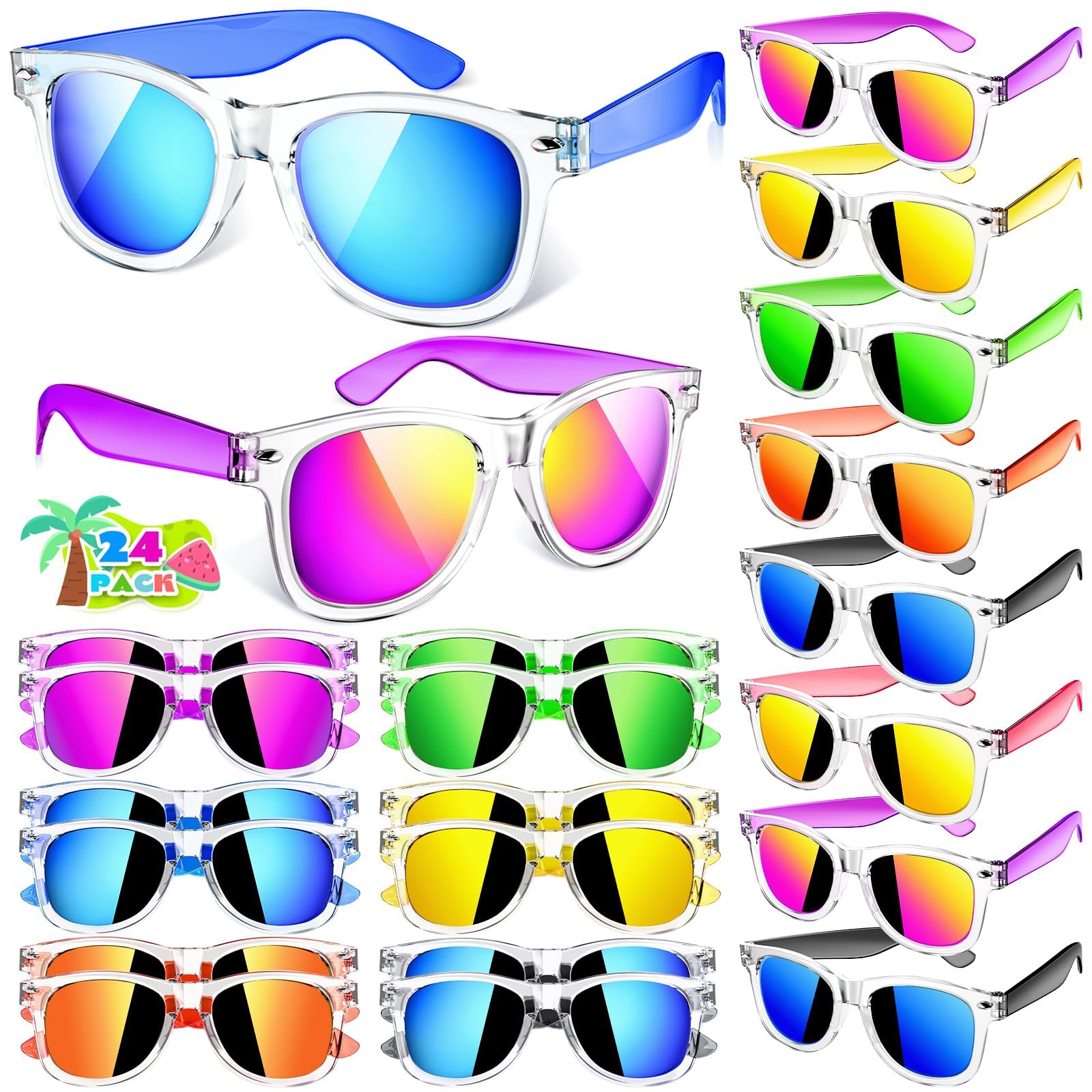 Joycover Kids Sunglasses Party Favors, Translucent Toddler Sunglasses Bulk for Boys Girls, Goodie Bags Stuffers for Kids Classroom, Pool Beach Easter
