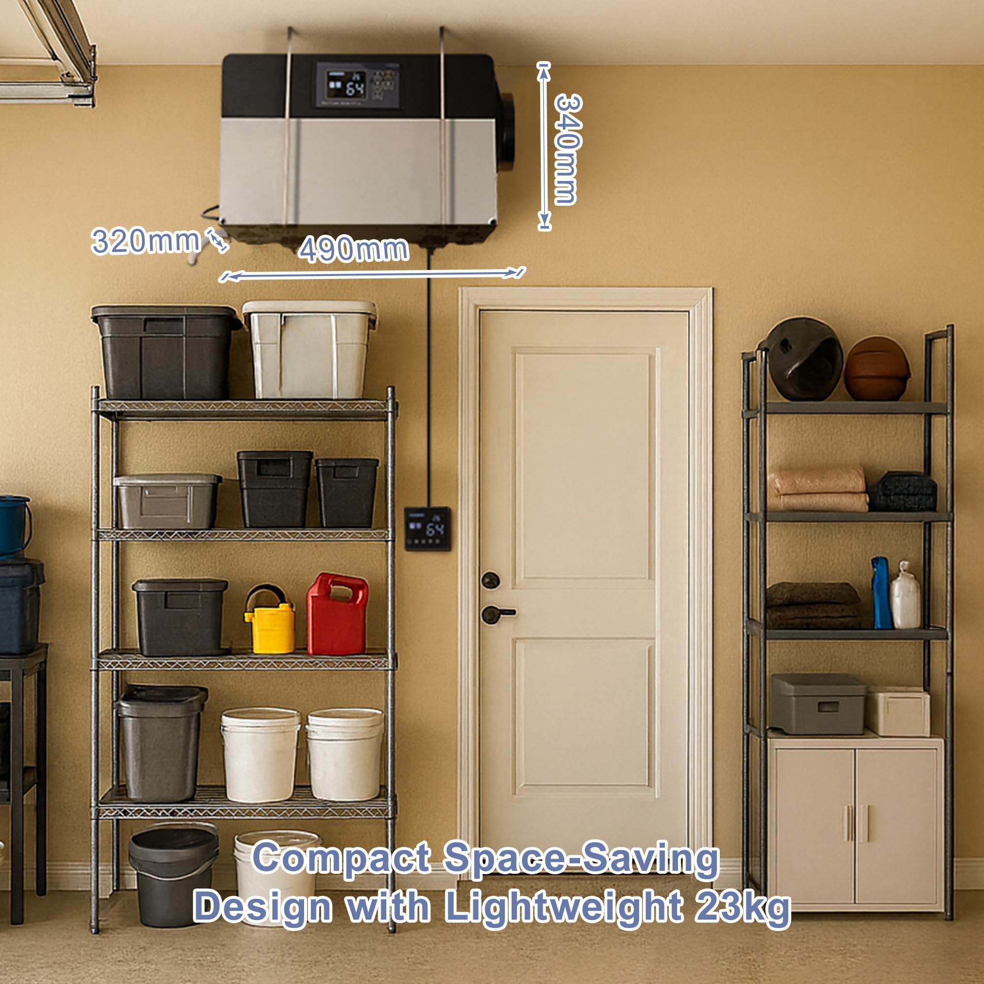 Deumidificatore Industriale Professionale Intelligente: 90L/Giorno Scarico Continuo Antimuffa per Grandi Ambienti fino a 200㎡Portatile per Casa Stanza Hotel Magazzini Cantine Garage