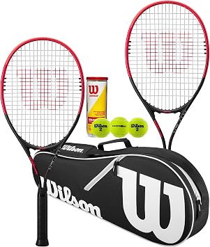 مجموعة ويلسون فيدرر للتنس مضرب مع حقيبة ويلسون Advantage Racket و 3 كرات تنس البطولة