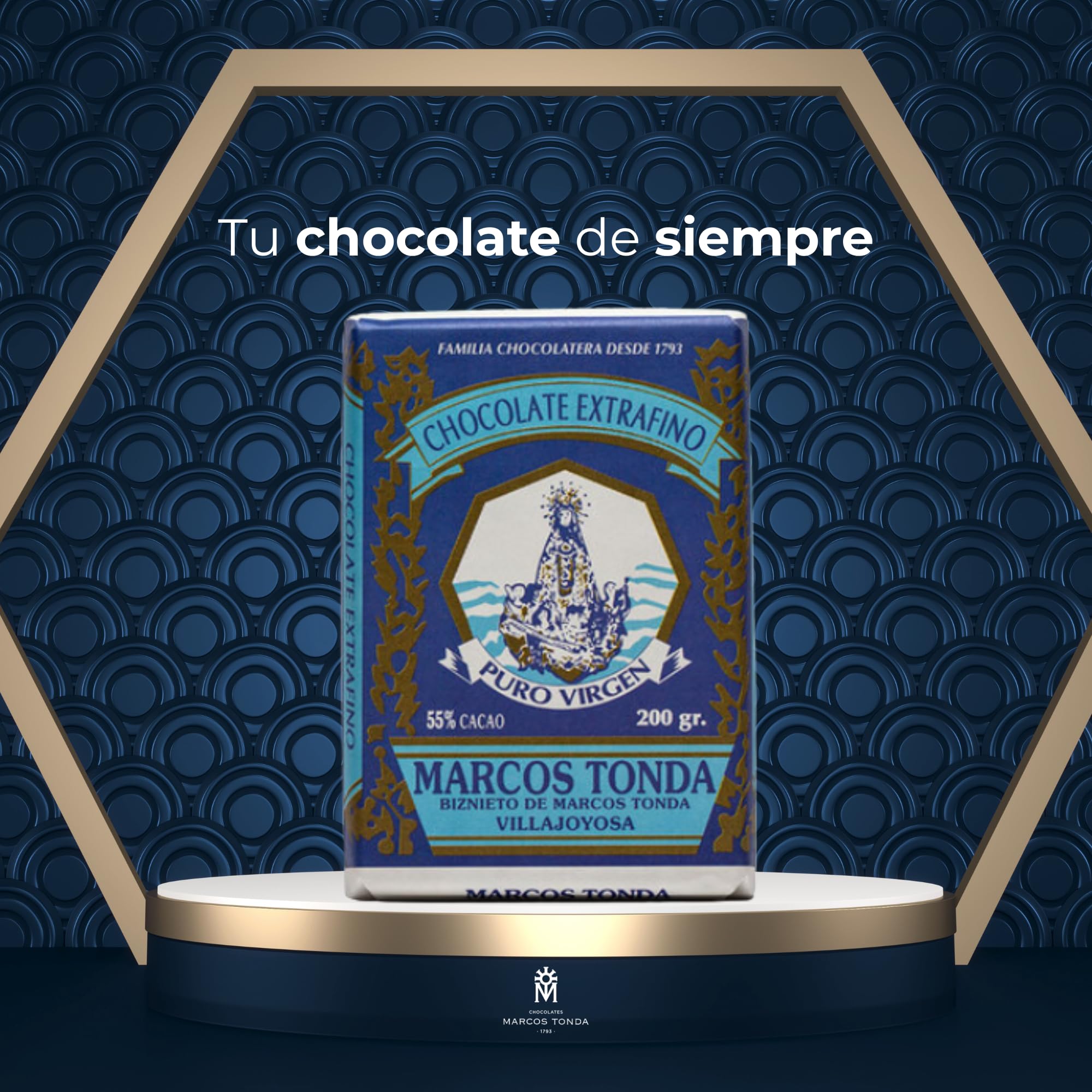 Chocolate Marcos Tonda – Pack 5 uds | Chocolate Puro 55% | Chocolate Negro Extrafino 200g x 5 | Chocolates Originales Para Regalar | Desde 1793