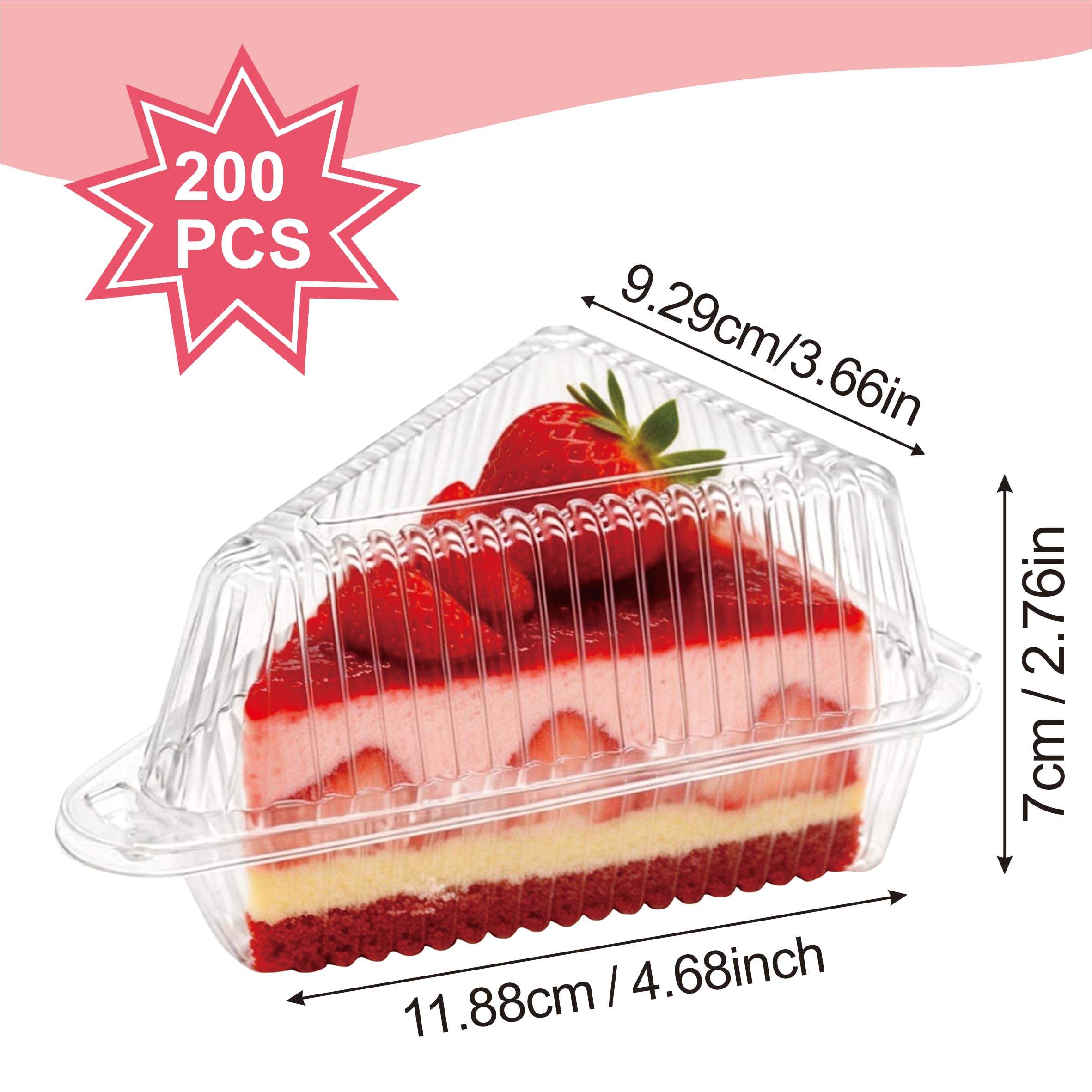 200 contenitori triangolari per fette di torta con coperchi, scatole triangolari per fette di torta da 12,7 cm, contenitori per torta di formaggio, per panetteria, torte, pizza, dessert, pranzo e