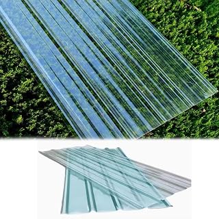 Clear Roofing Panel,4/6/8/10/12/14/16/18/20Pcs Corrugated Roofing Sheets,1.2mm Thick FRP Daylighting Panels,Building Roof Cladding,UV Protection Transparent Rainproof Board,Roof Panels(16pcs,35x83in)