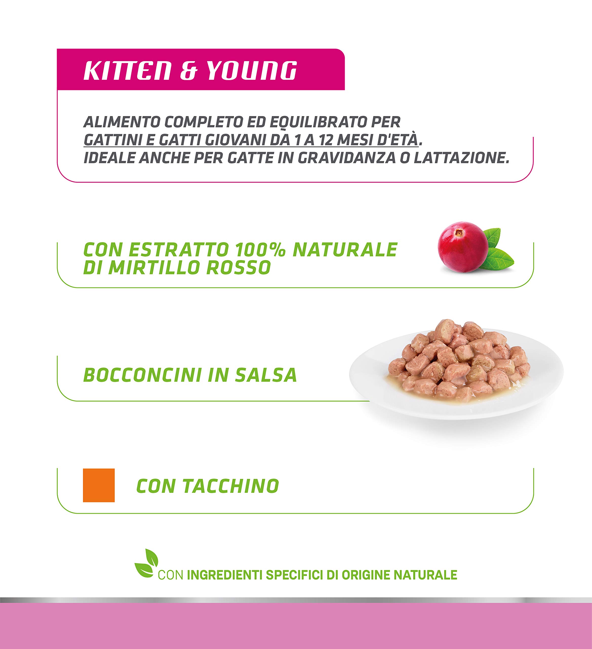 Natural Trainer Kitten&Young Cibo per Gatti con Tacchino 12 buste x 85 g - 1020 gr