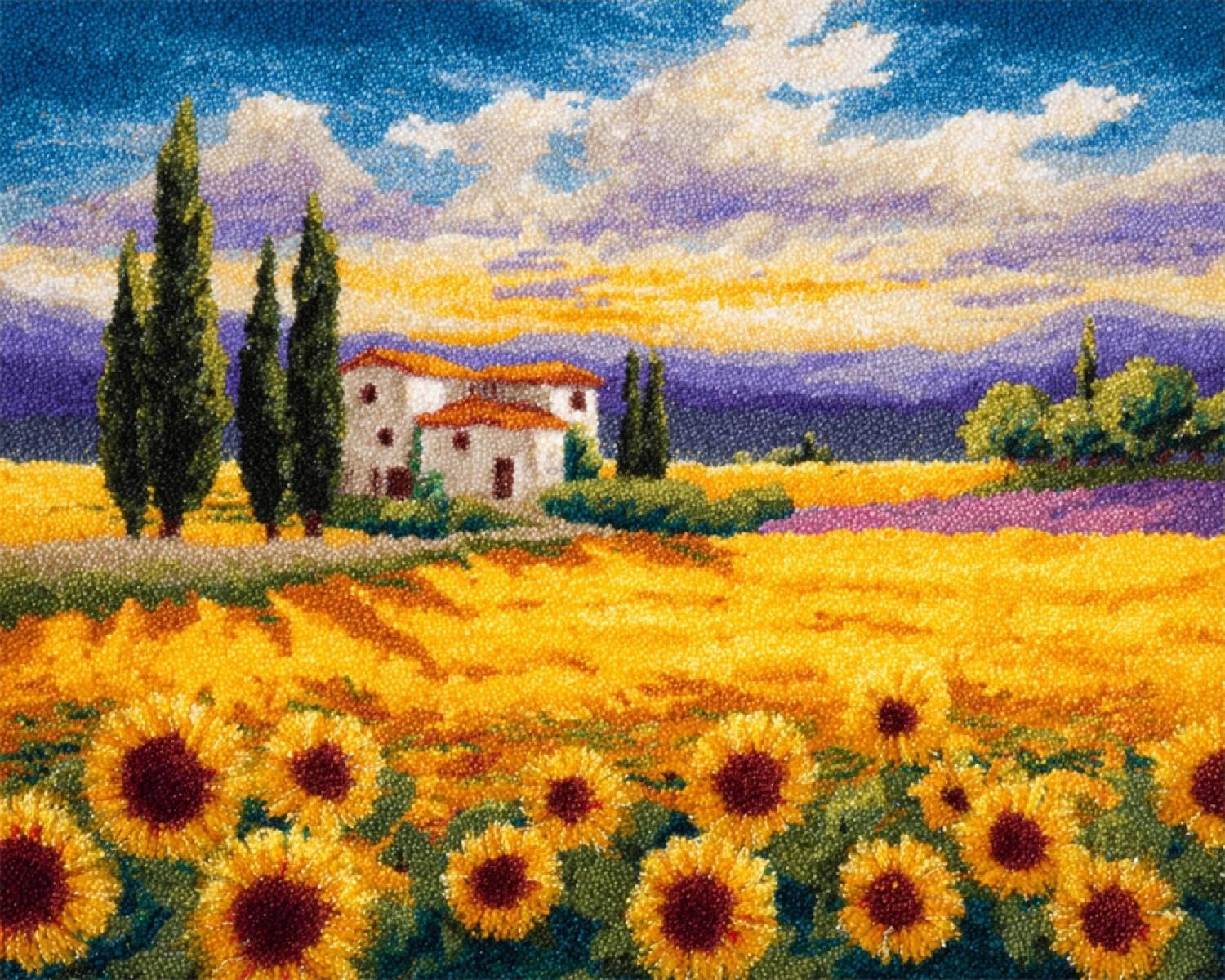 Henypt DIY Latch Hook Rug Kit Sunflower Field 80x160cm