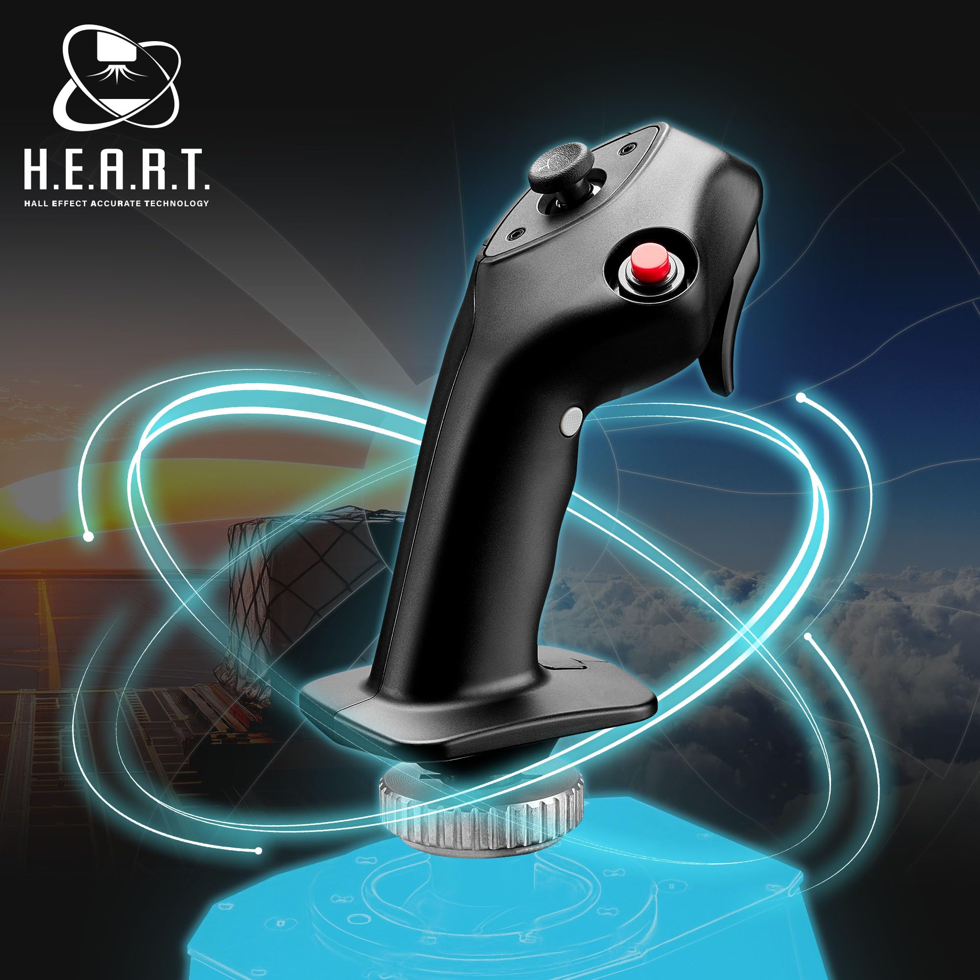 Thrustmaster Airbus Add-On Grip - Grip Oficial A300 y A400M | Réplica oficial 1:1, configuraciones A300/A400M, sensores H.E.A.R.T., 5 botones, gatillo dual y bloqueo de timón