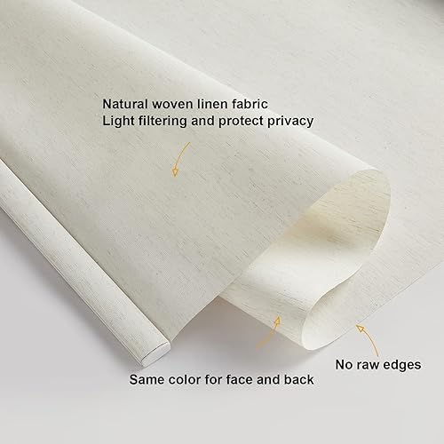 Miniatura 4 de Persilux Persianas sin cordones sin cordones para ventanas, tela de lino tejido natural, filtro de luz, persianas enrollables para ventanas,