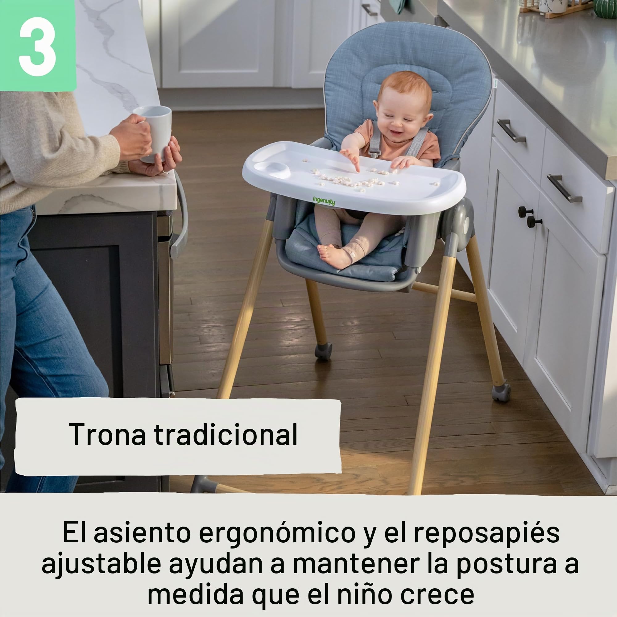 Ingenuity, Trona, Silla para Bebés 7 en 1 Proper Positioner, Asiento Infantil y Mecedora Extraíble, Unisex, Para 0-36 Meses