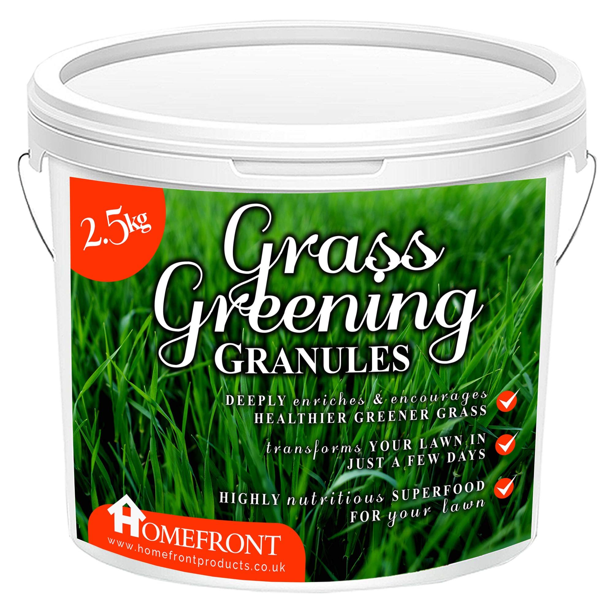 Homefront Grass Greening Granules Lawn Fertiliser - Strengthens, Greens and Creates Healthier Grass - Child and Pet-Friendly Formula (2.5 kg)