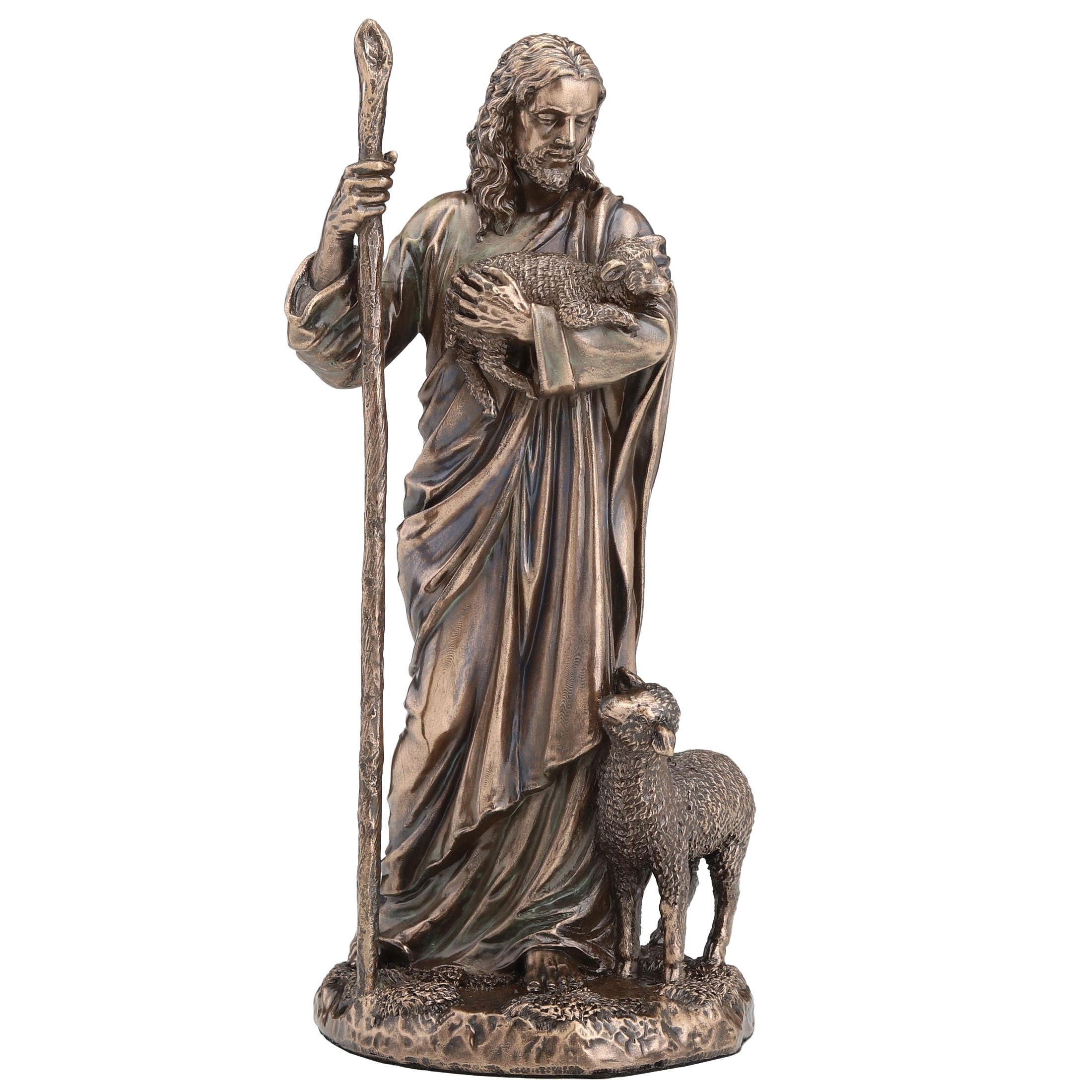 Veronese Design Escultura de decoración religiosa de resina fundida en frío de 6 1/4 pulgadas de Jesús el Buen Pastor