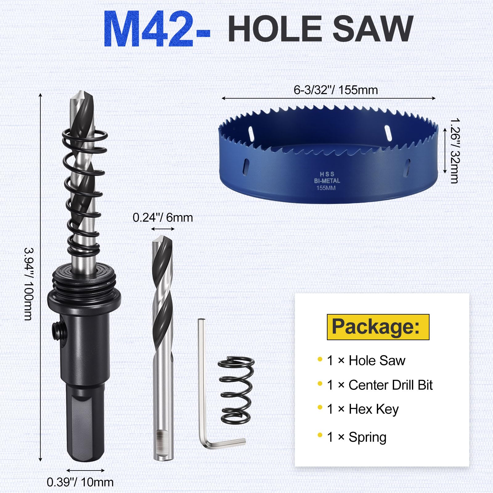 DTGN 6-3/32" Bi-Metal Hole Saw M42 HSS - 155mm Hole Cutter - Good for Thick Stainless Steel/Alloy/Aluminium/Brass/Copper - Blue - Image 2