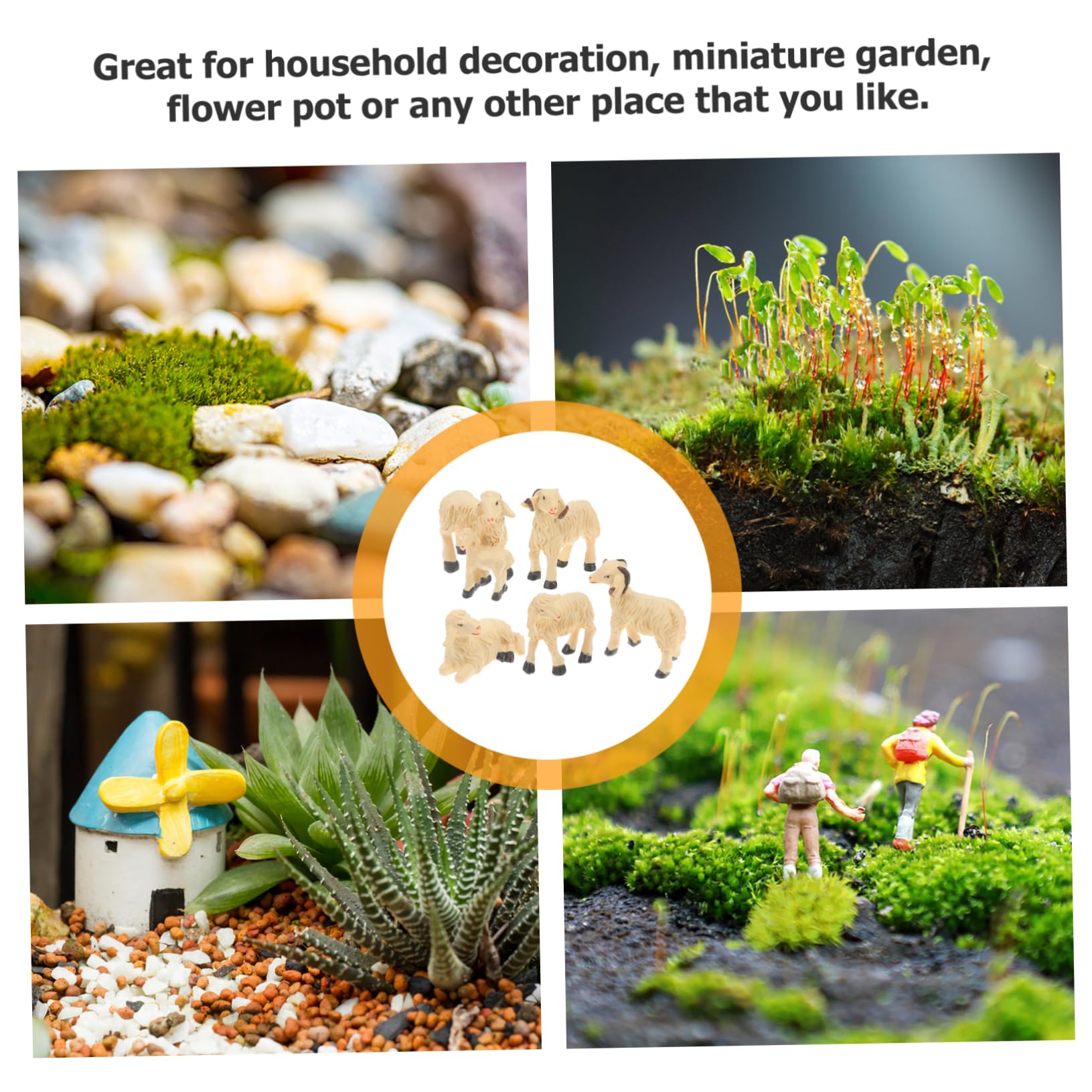 Happyyami 18kawałki Miniaturowych Ozdób z Barankami Urocze Dekoracje Do Ogrodu Wnętrz i Mikrolandscaping z Żywicy