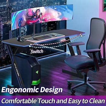 Amazon.com: XXkseh 39 in Gaming Desk With Hook - Z-Shaped