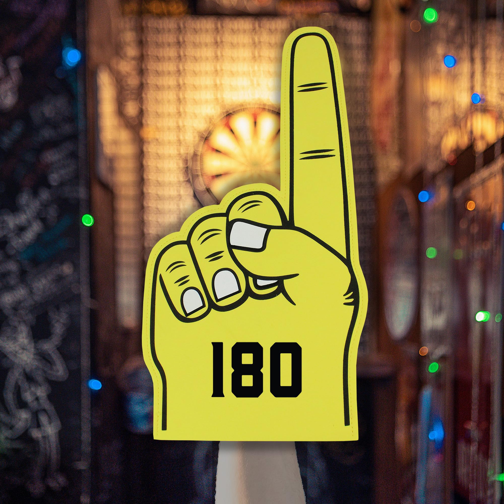 eBuyGB 180 Darts Foam Hand, EVA Big Finger Pointer, Fancy Dress Accessories, 2024 PDC World Darts Championship - Yellow (Pack of 10)