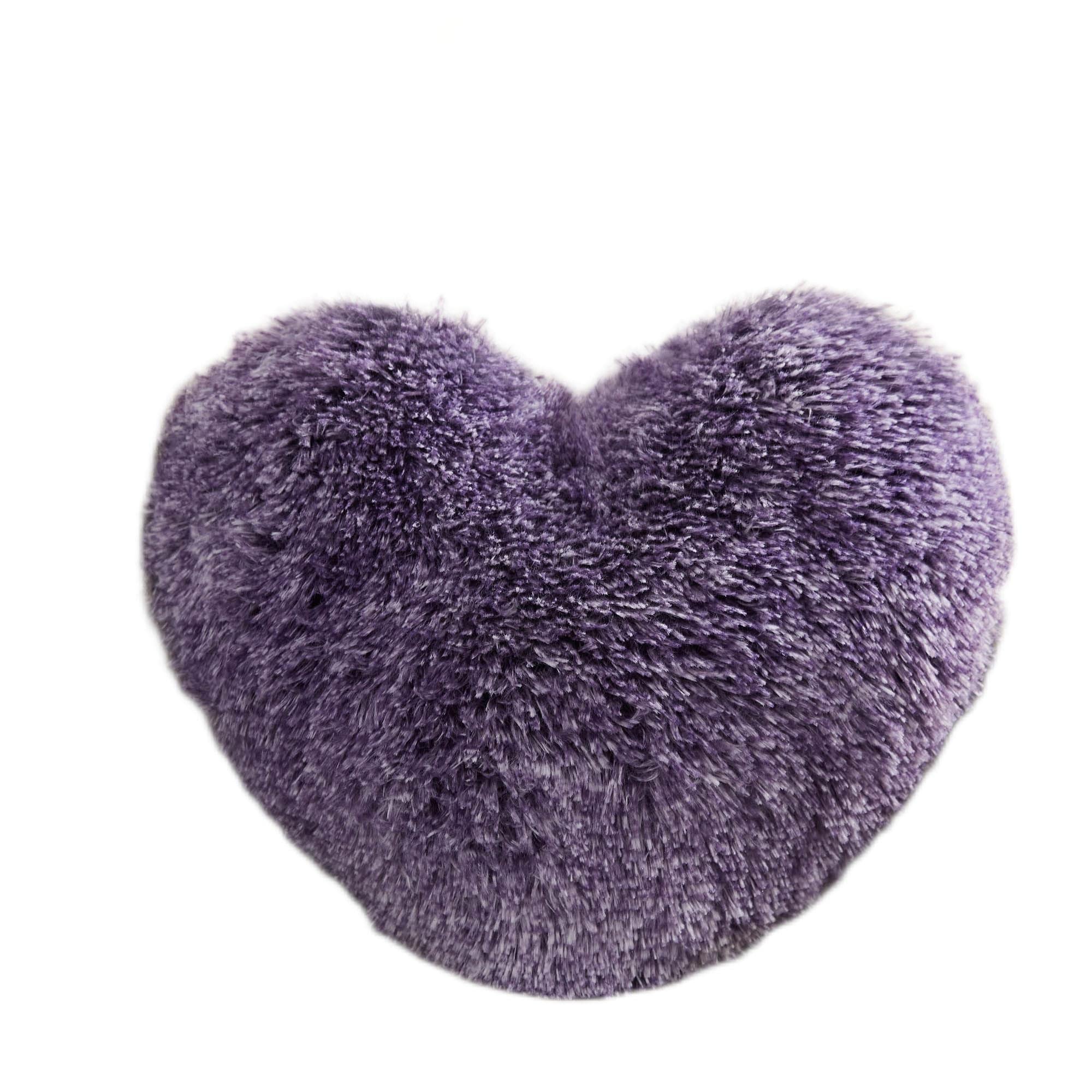 MorroMorn Fluffy Heart Throw Pillows, Shaggy Decorative Pillow for Sofa Couch Bed, Cute Room Decor Decorations for Women Girls Kids (Dark Purple)