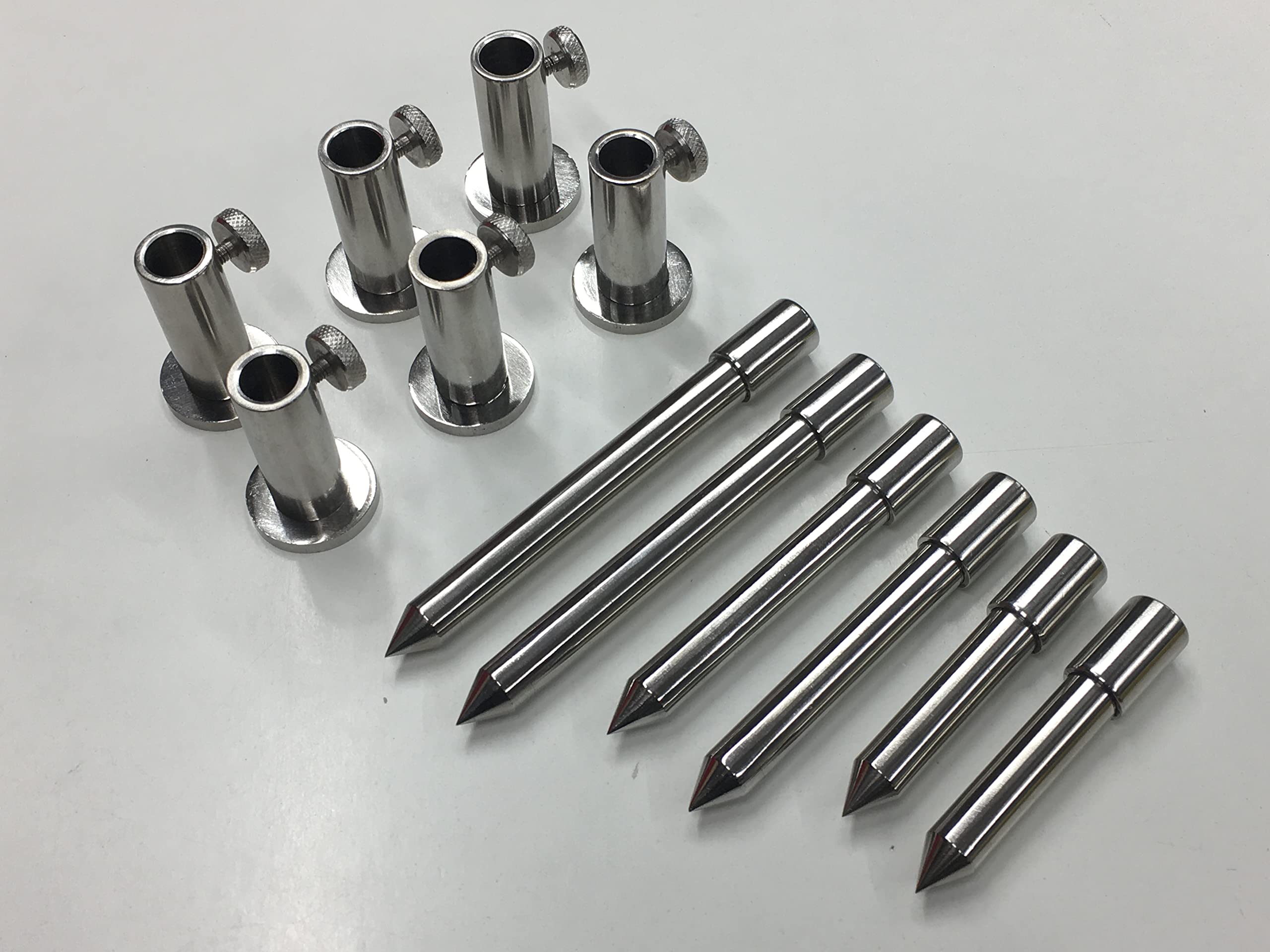 TMC 6 supports de scène en acier inoxydable avec écrous de verrouillage, avec inserts de 7,6 cm, 10,2 cm et 12,7 cm.