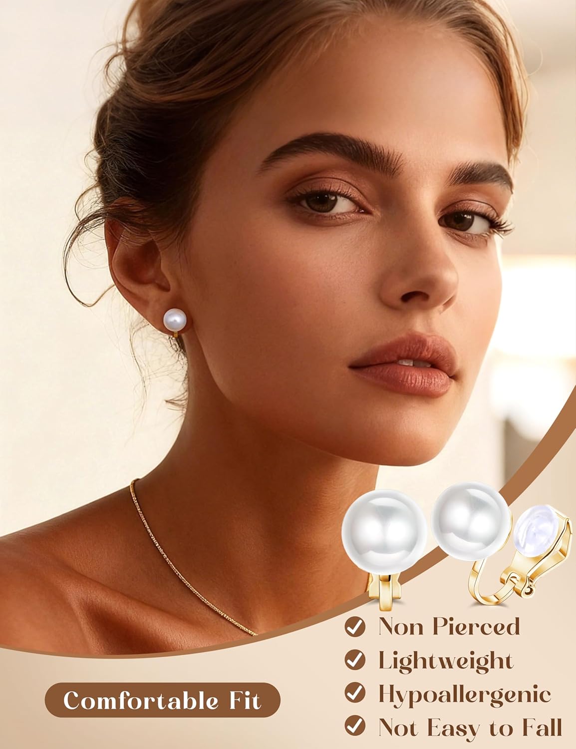 THUNARAZ Comfortable Clip on Earrings for Women Sparklrd Crystal Clip Earrings CZ Cute Butterfly Flower Pearl Clip on Earrings Non Piercing Jewelry - Image 5