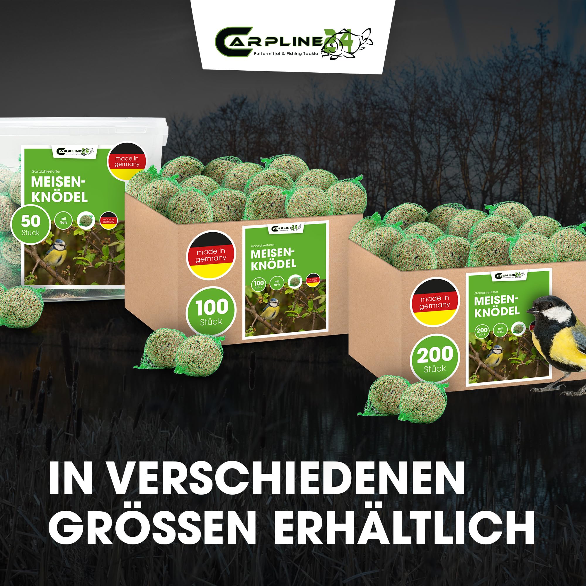 Meisenknödel mit Netz 100 Stück - Vogelfutter für Wildvögel - 9 Kg Wildvogelfutter